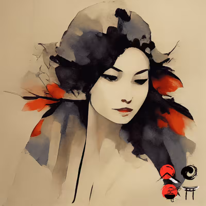 Geisha and feather #4