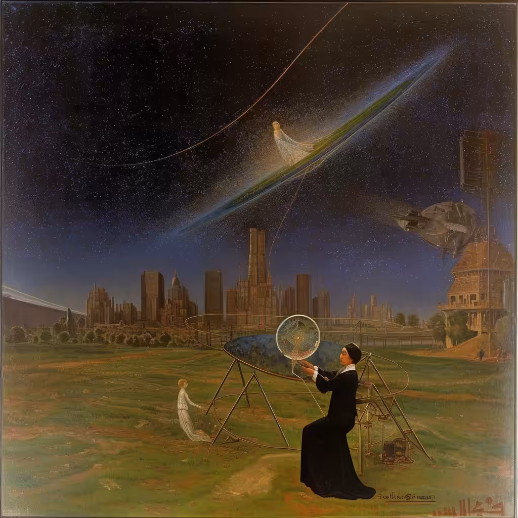 Woman doing astronomy calculation