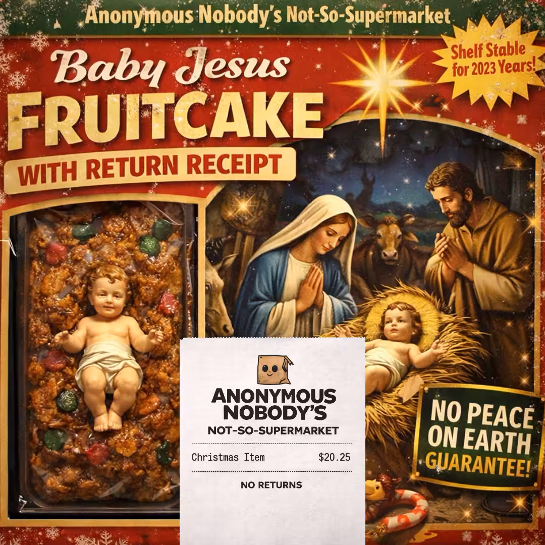 Anonymous Nobody’s Not-So-Supermarket: Baby Jesus Fruitcake