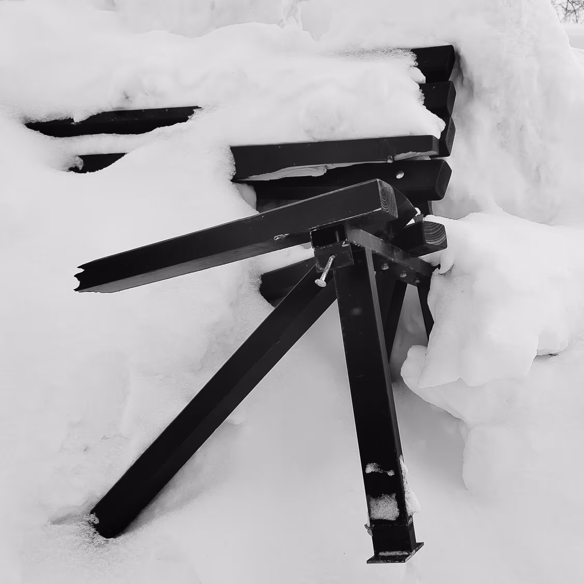 Broken object under snow