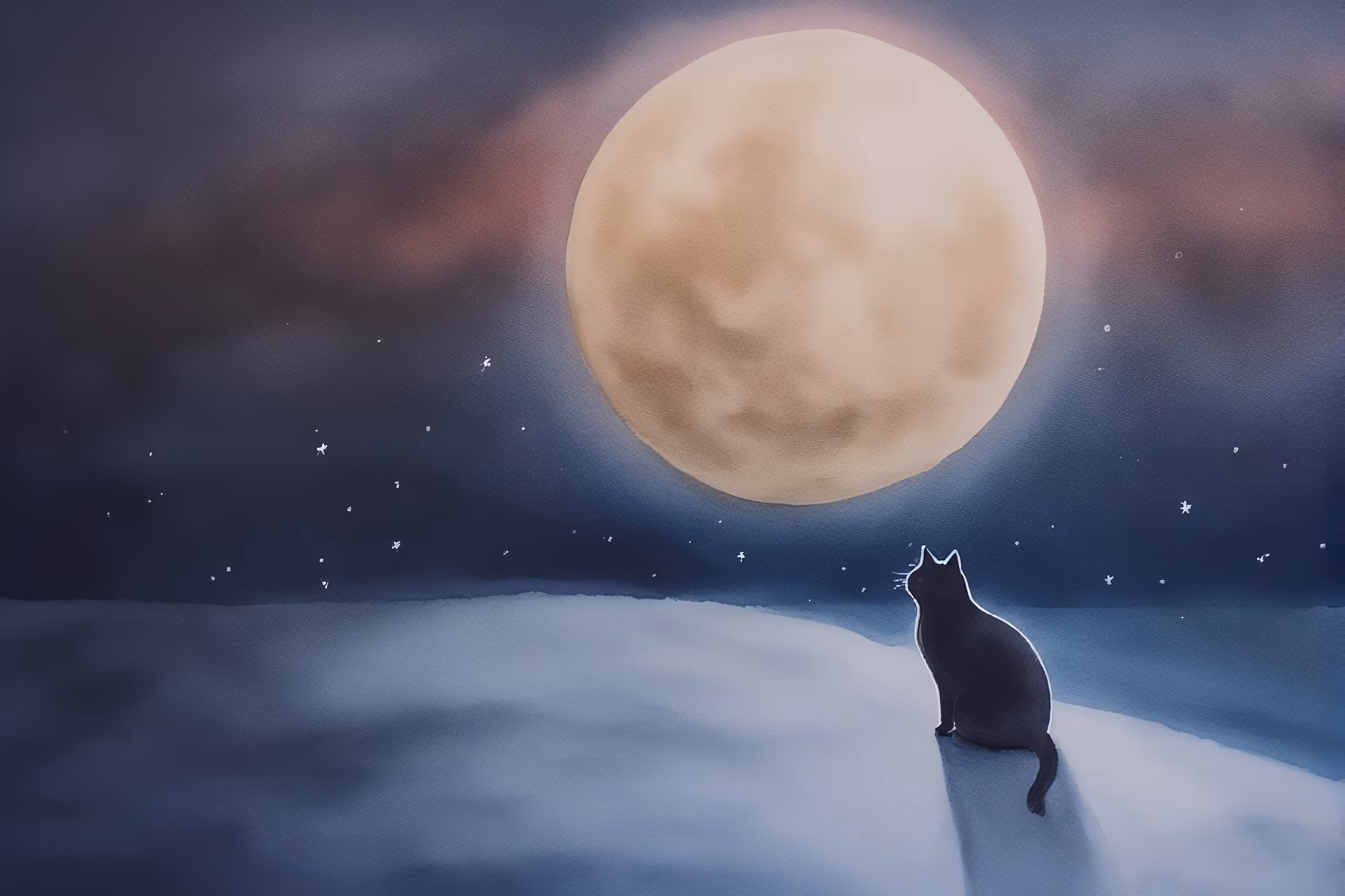  Lunar Solitude: The Cat's Silent Reverie