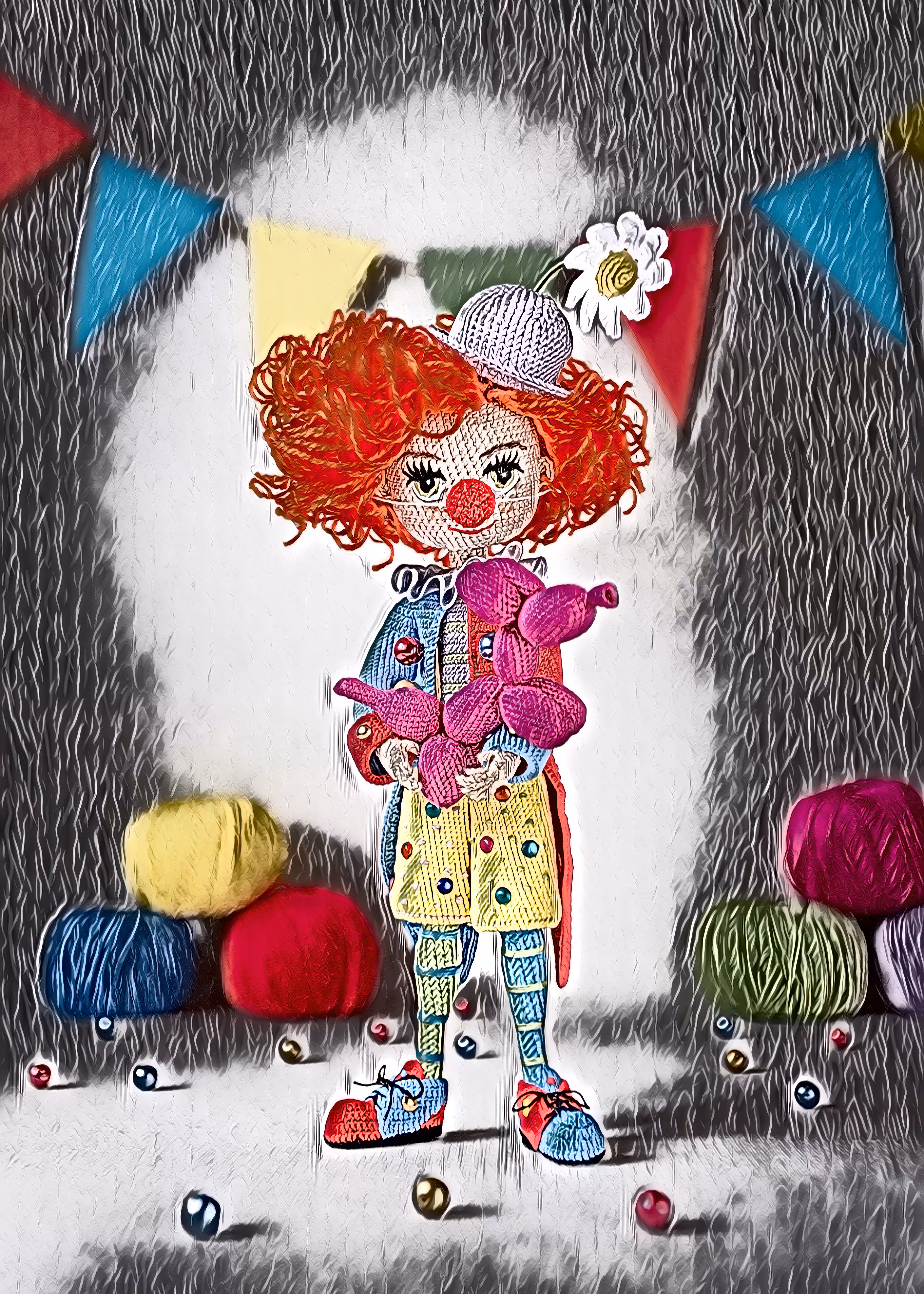 Amigurumi Clown with Balloon Dog.