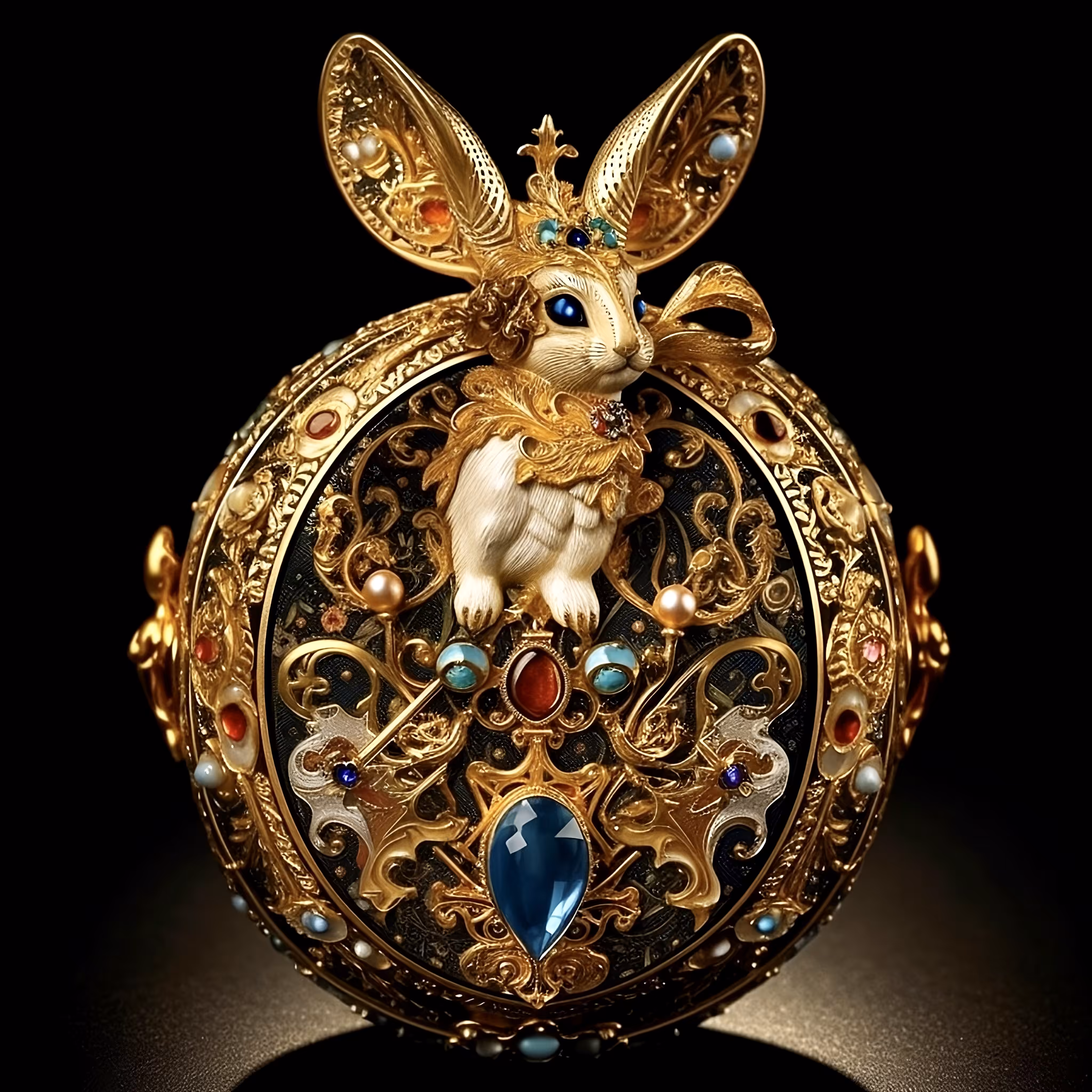 Faberge rabbit aquamarine 