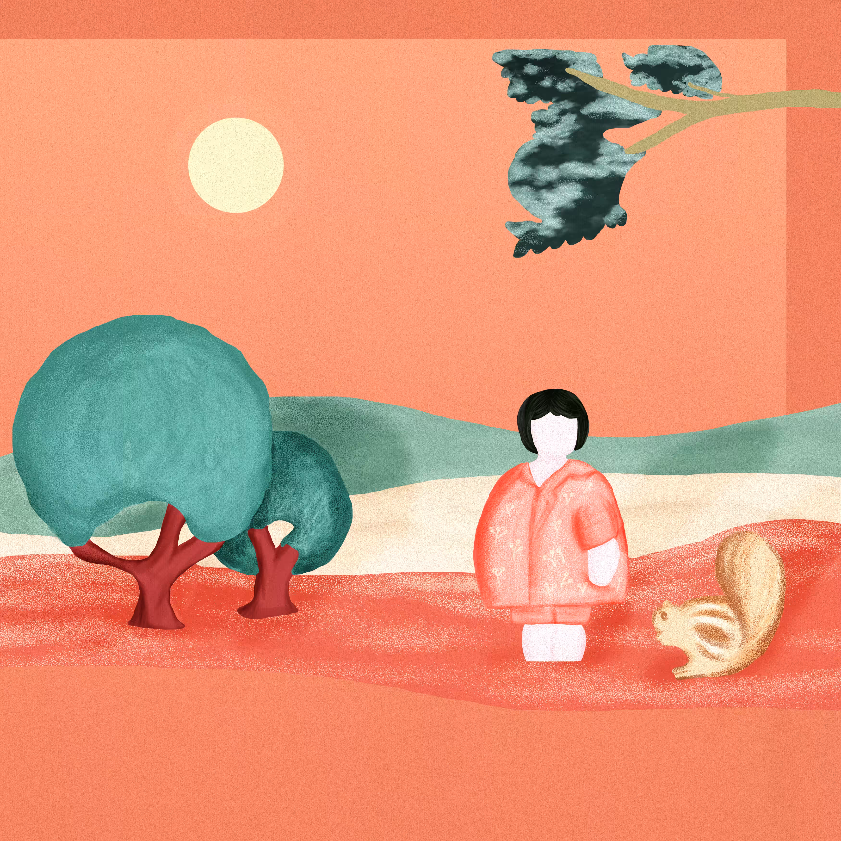 Girl and squirrel 