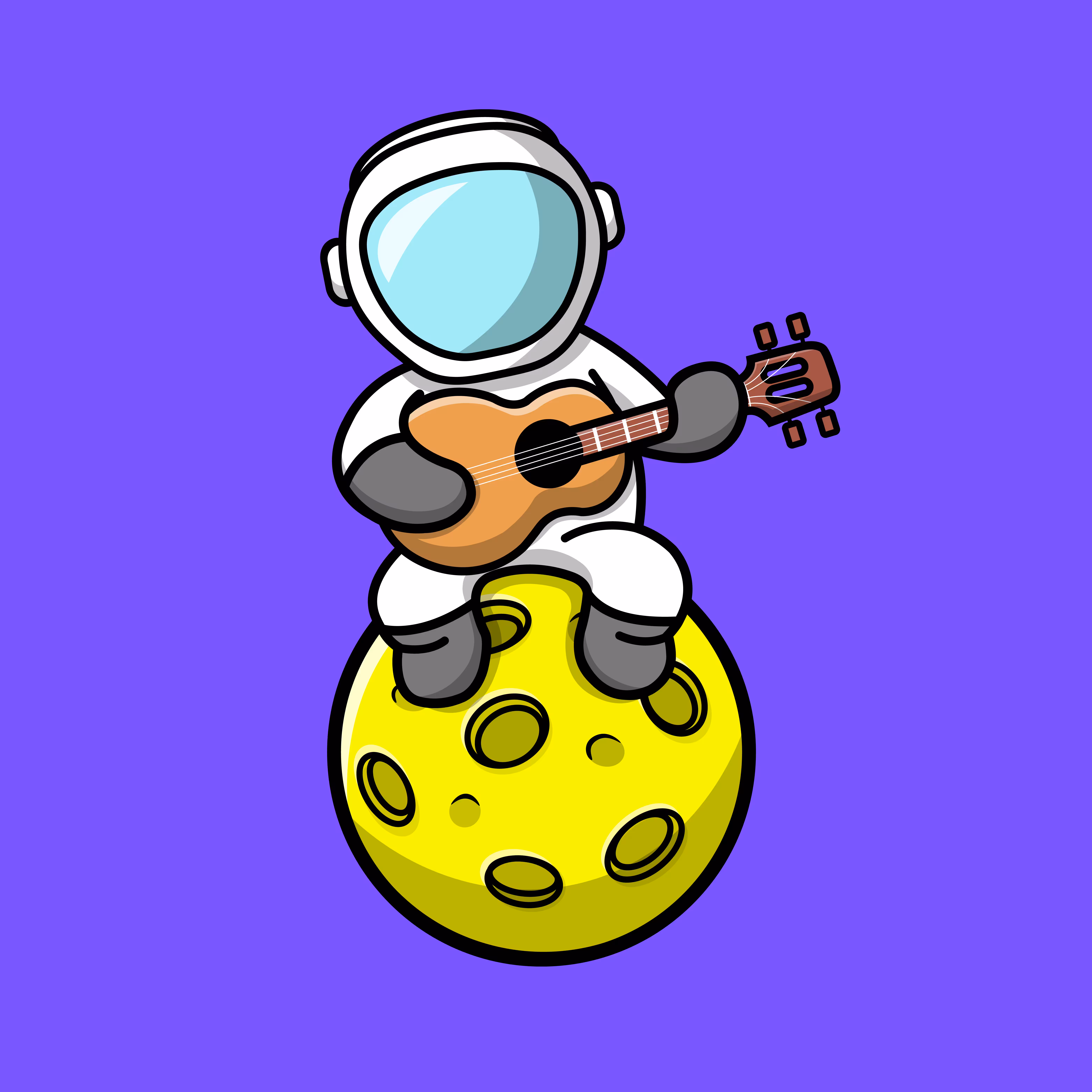 Cute Astronaut Playing Guitar