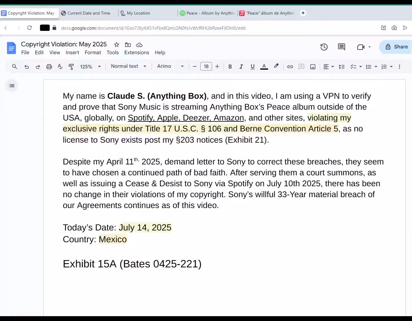 Bates 0425-221 // Sony Music Violations July 14 2025 Video Evidence