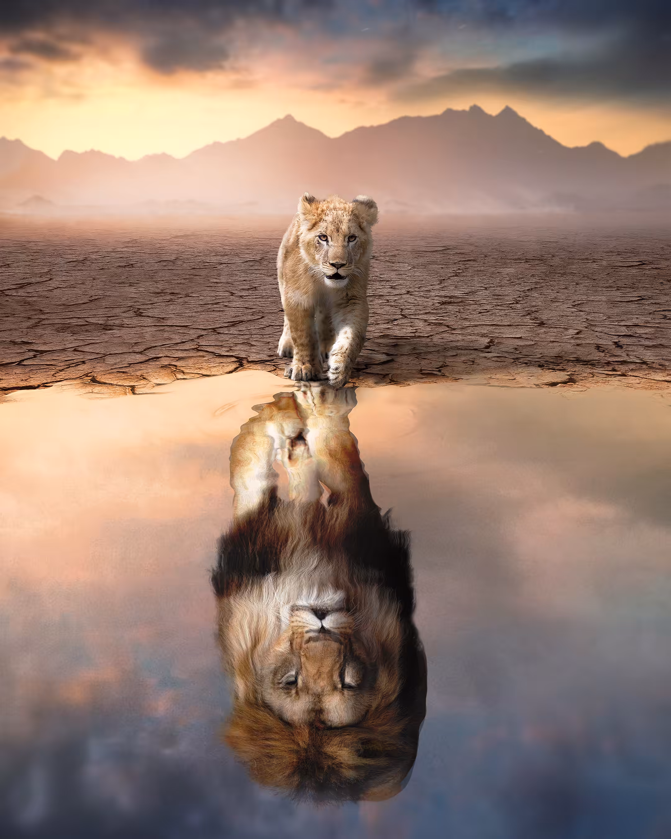 Lion Reflection