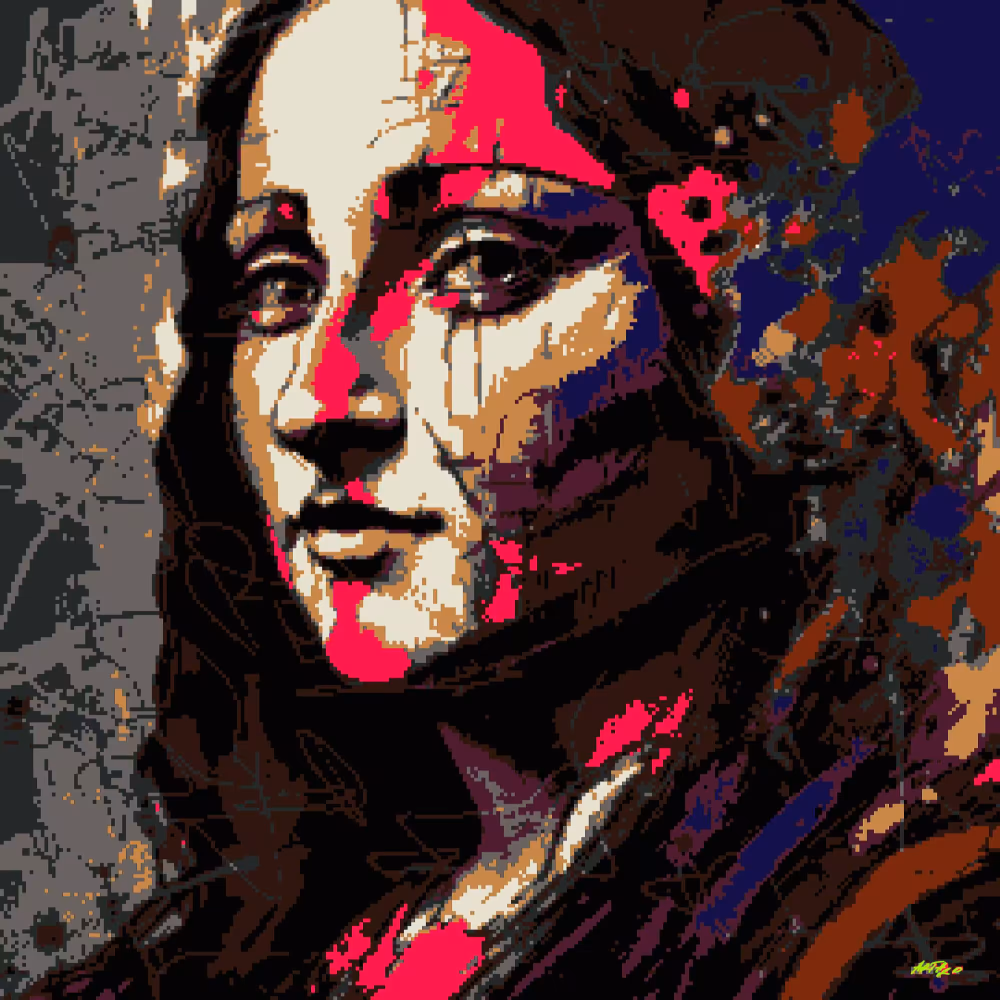 Madonna, Mona Lisa Nft Card Version 8 bits #red by ArtH2O