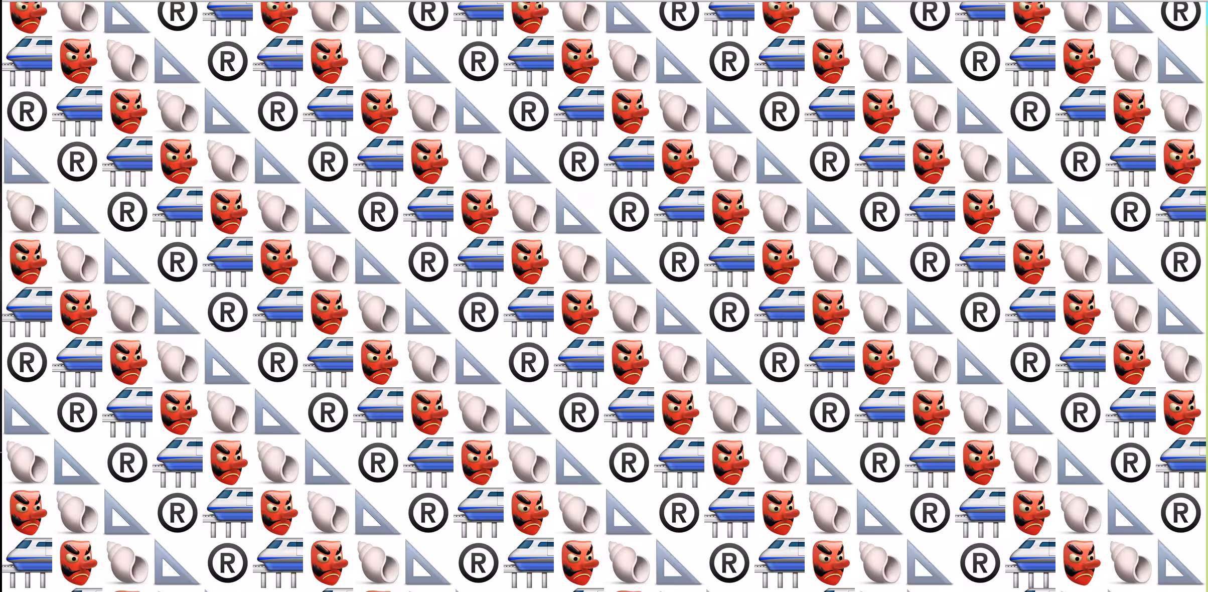 EMOJIMANIA #1 or ®️🚝👺🐚📐 