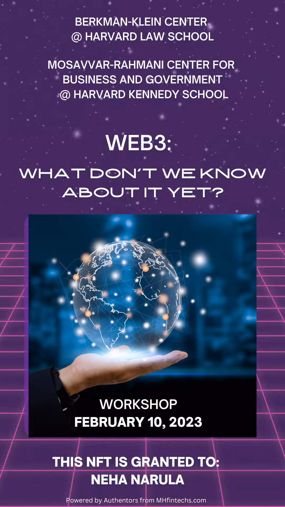 WEB3 Workshop Certificate: "What Don't We Know About Web3 Yet?"