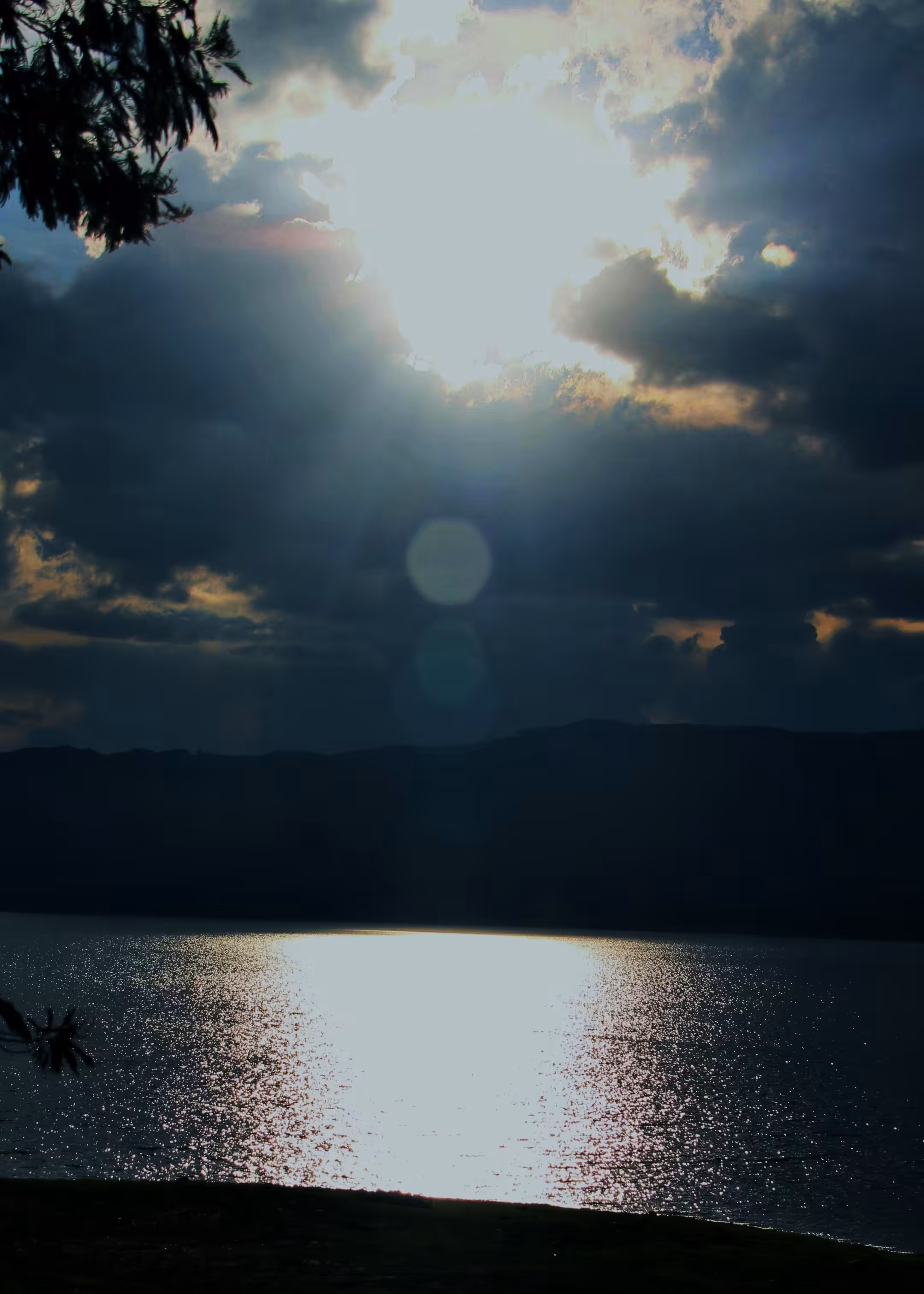 The sun setting