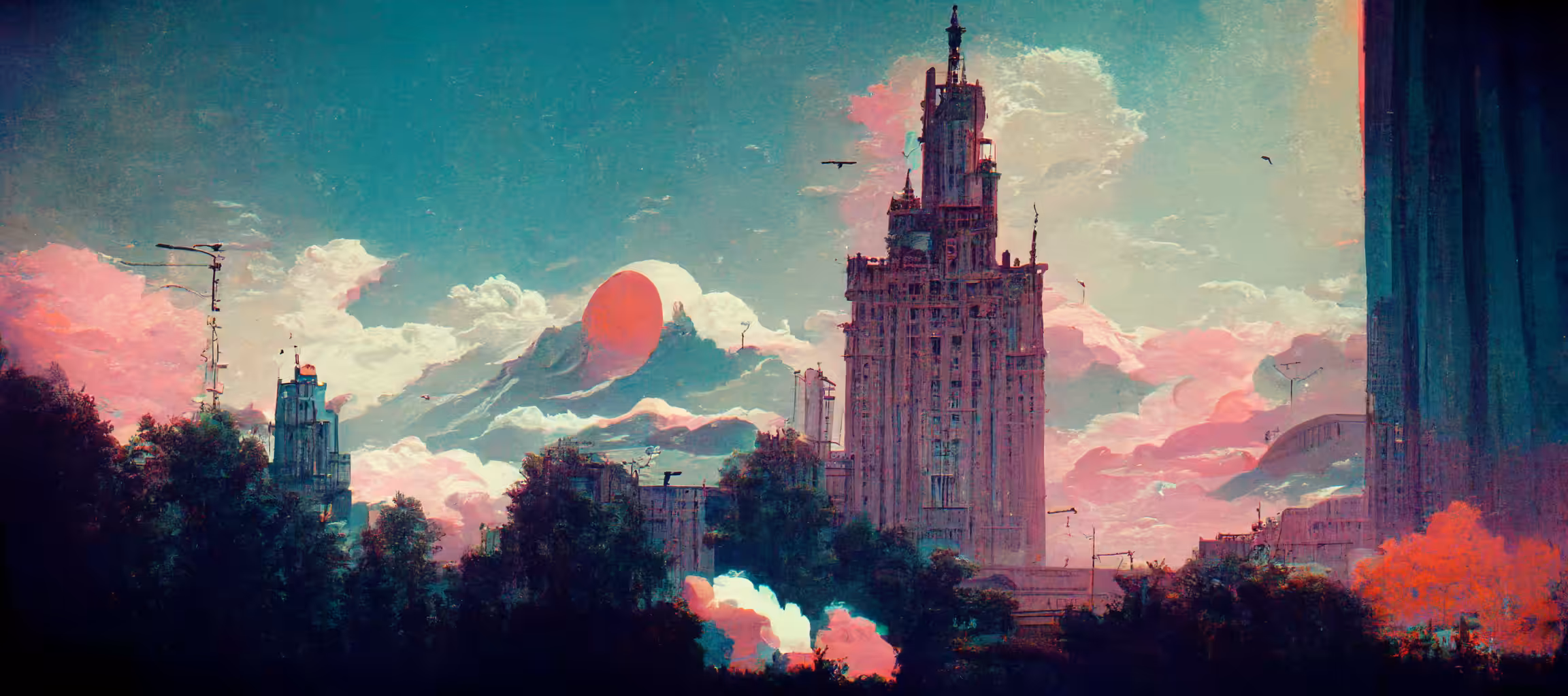 AI Compositions: crimson sunset #7
