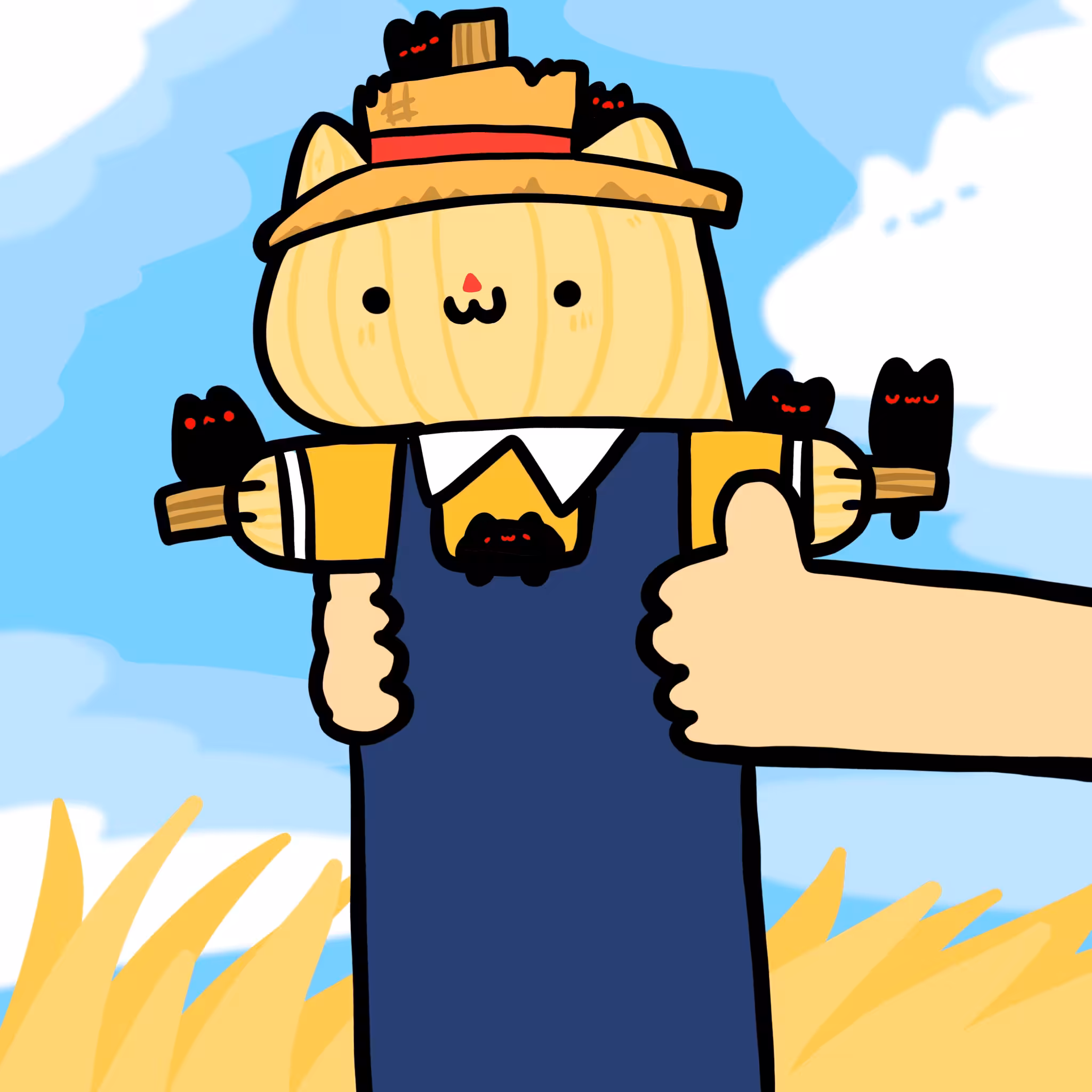 Long Long Cat: Long Long scaremrow cat  #0185