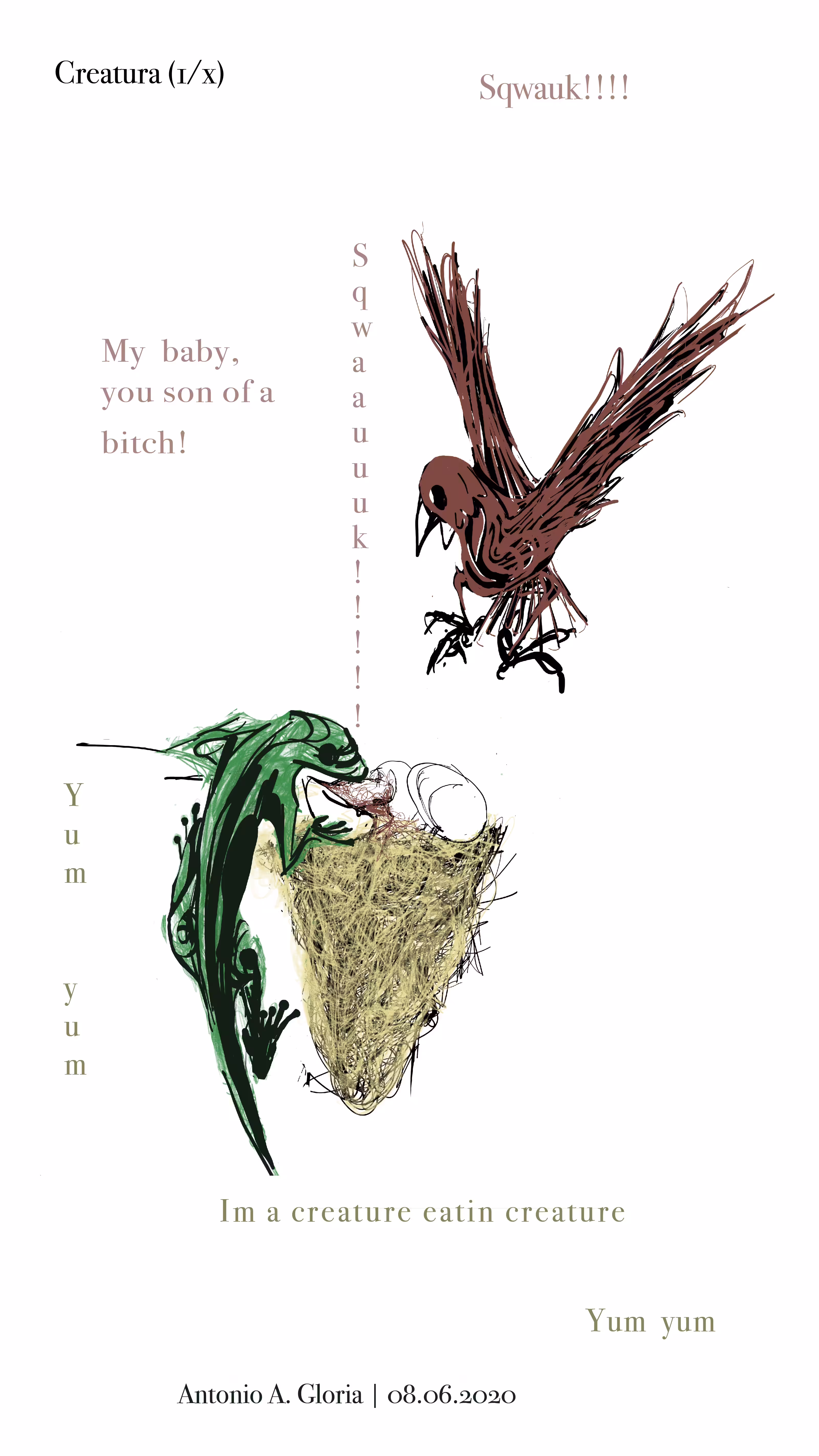 Creatura 1/x (Lizard, Bird and Eggs)