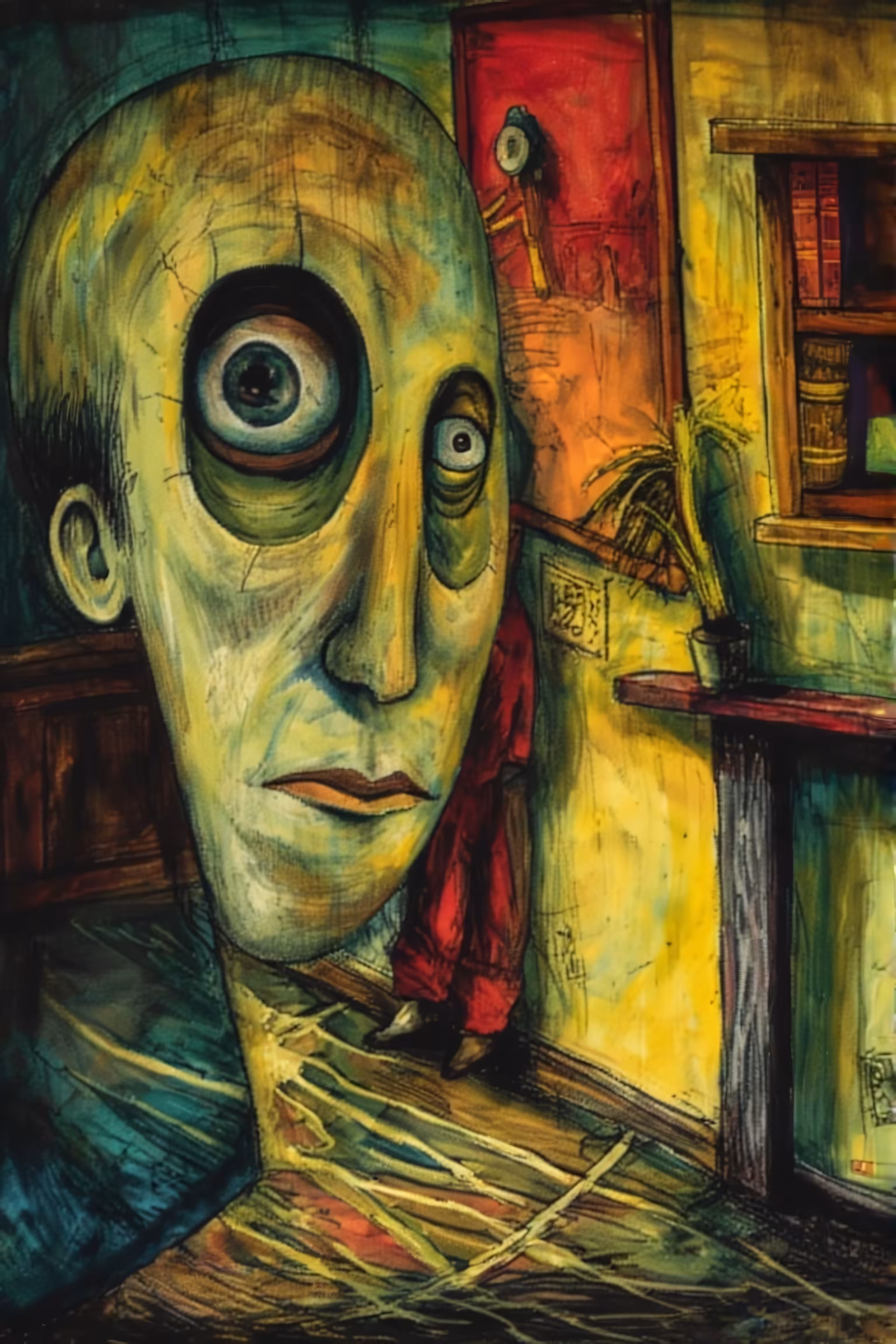 365 Brushstrokes of the Future: The Giant's Gaze: Interior with Red Figure