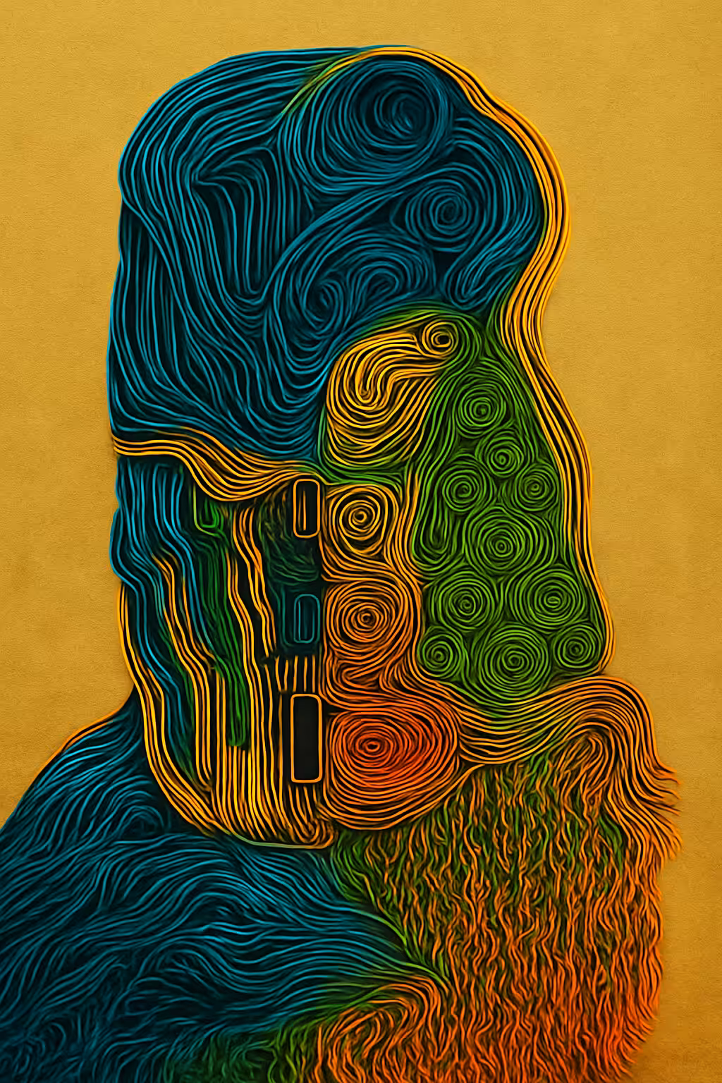 The Kiss, Traced by Brush