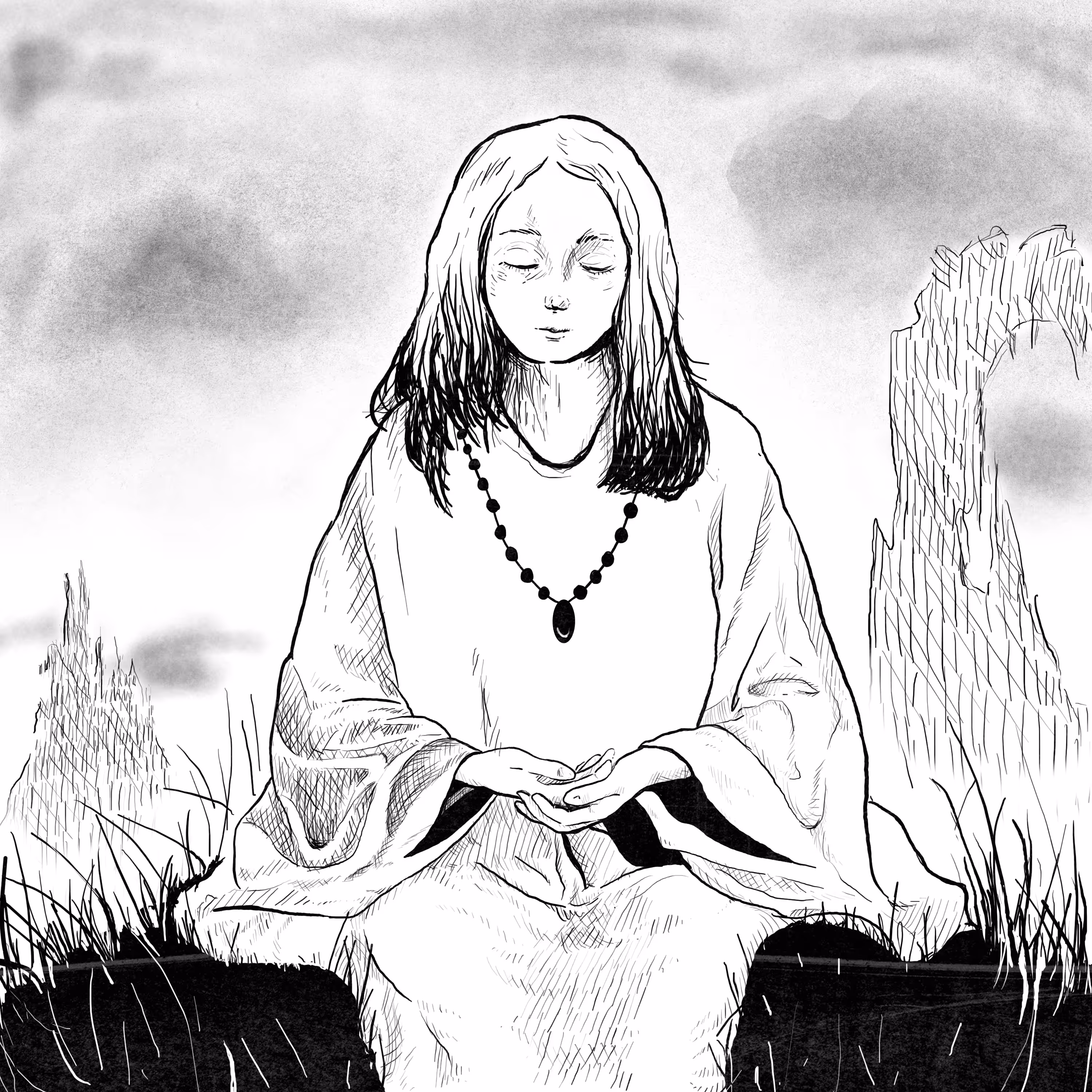 Girl with prayer and hope