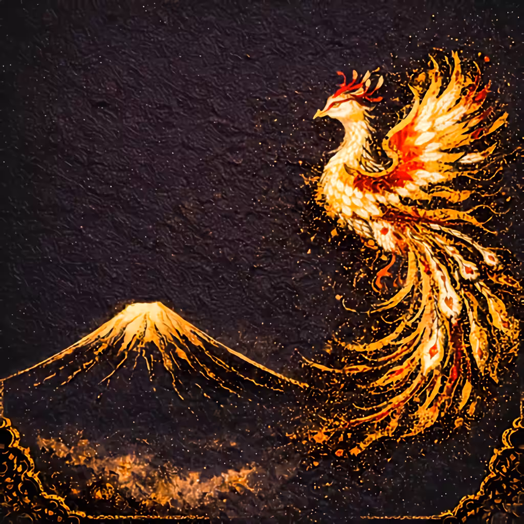 Simple Fuji Art: Phoenix Above Fuji