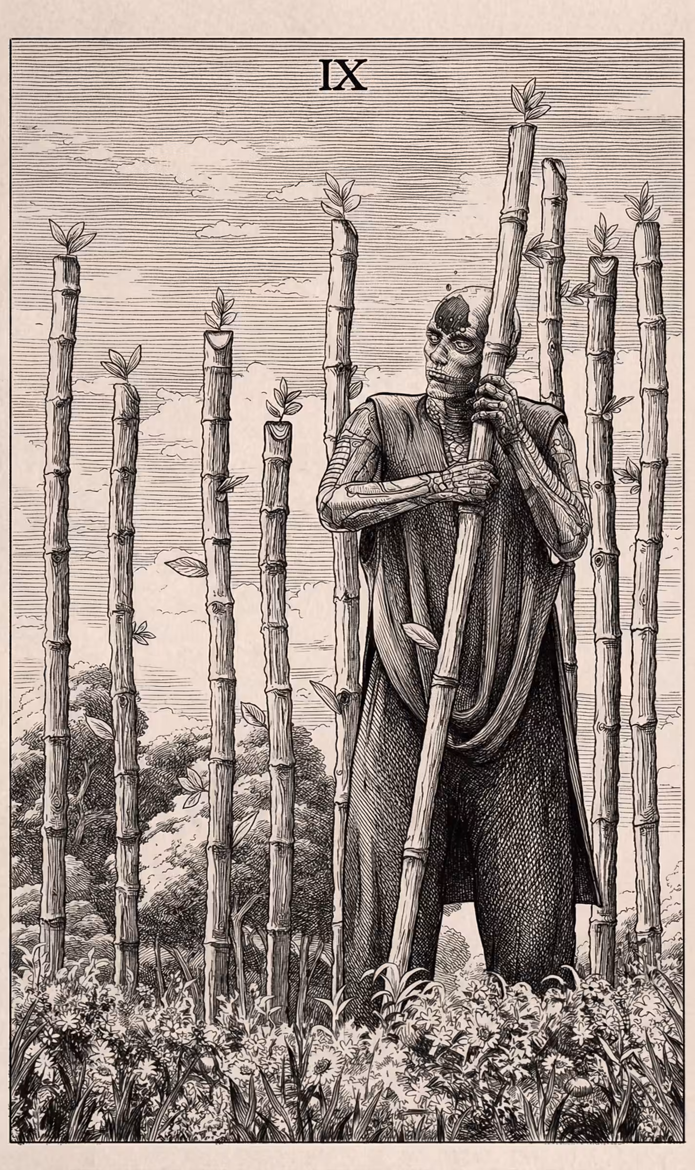 9 of Wands — Litho