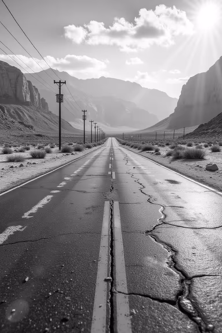 The Endless Road in the Desert