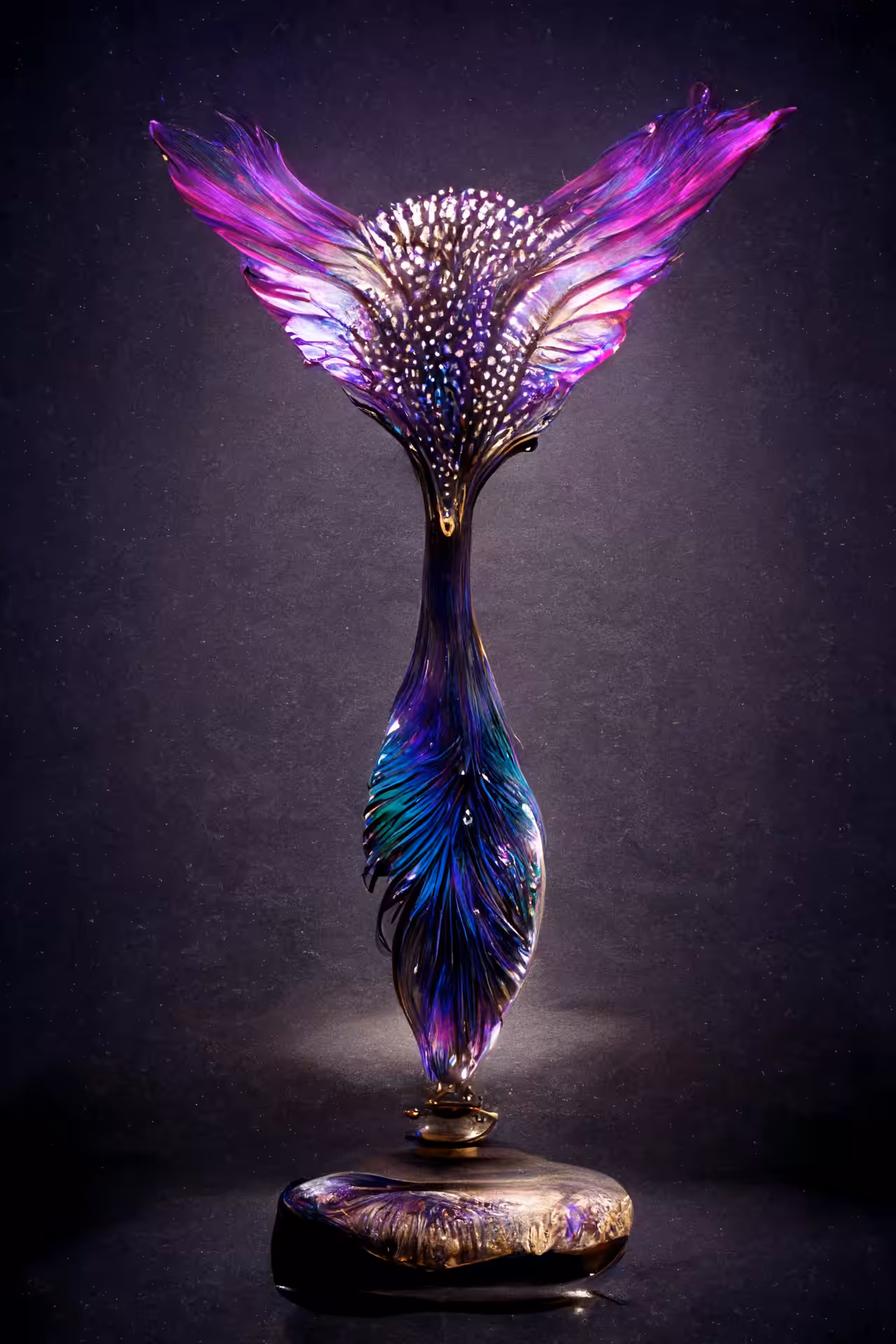 Abstract glass sculptures of birds