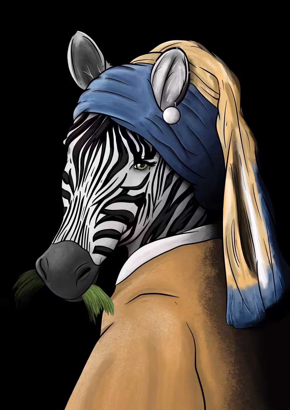 Zebra with a pearl earring
