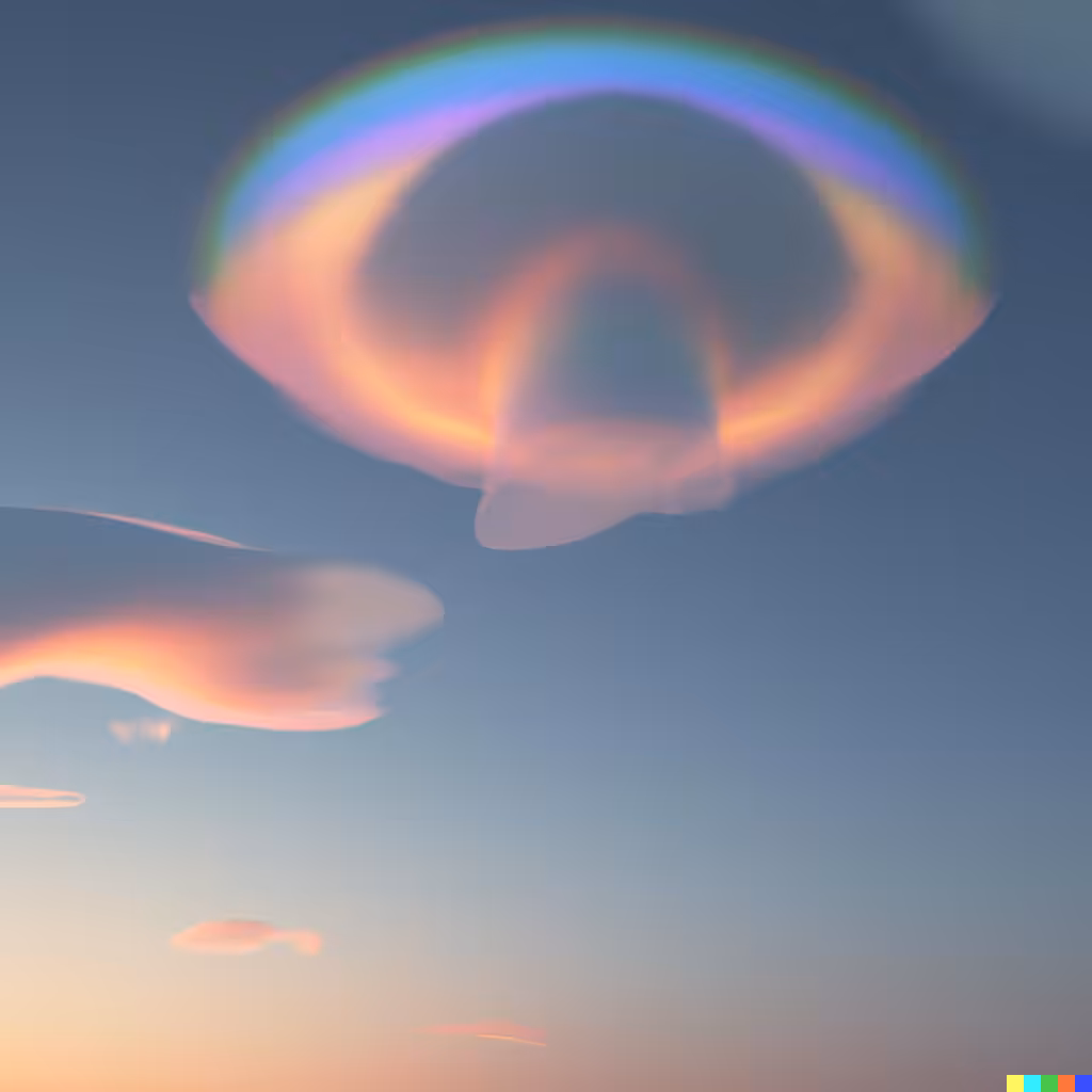 ☁️ 32 - a iridescent pileus cloud at colorful sunset
