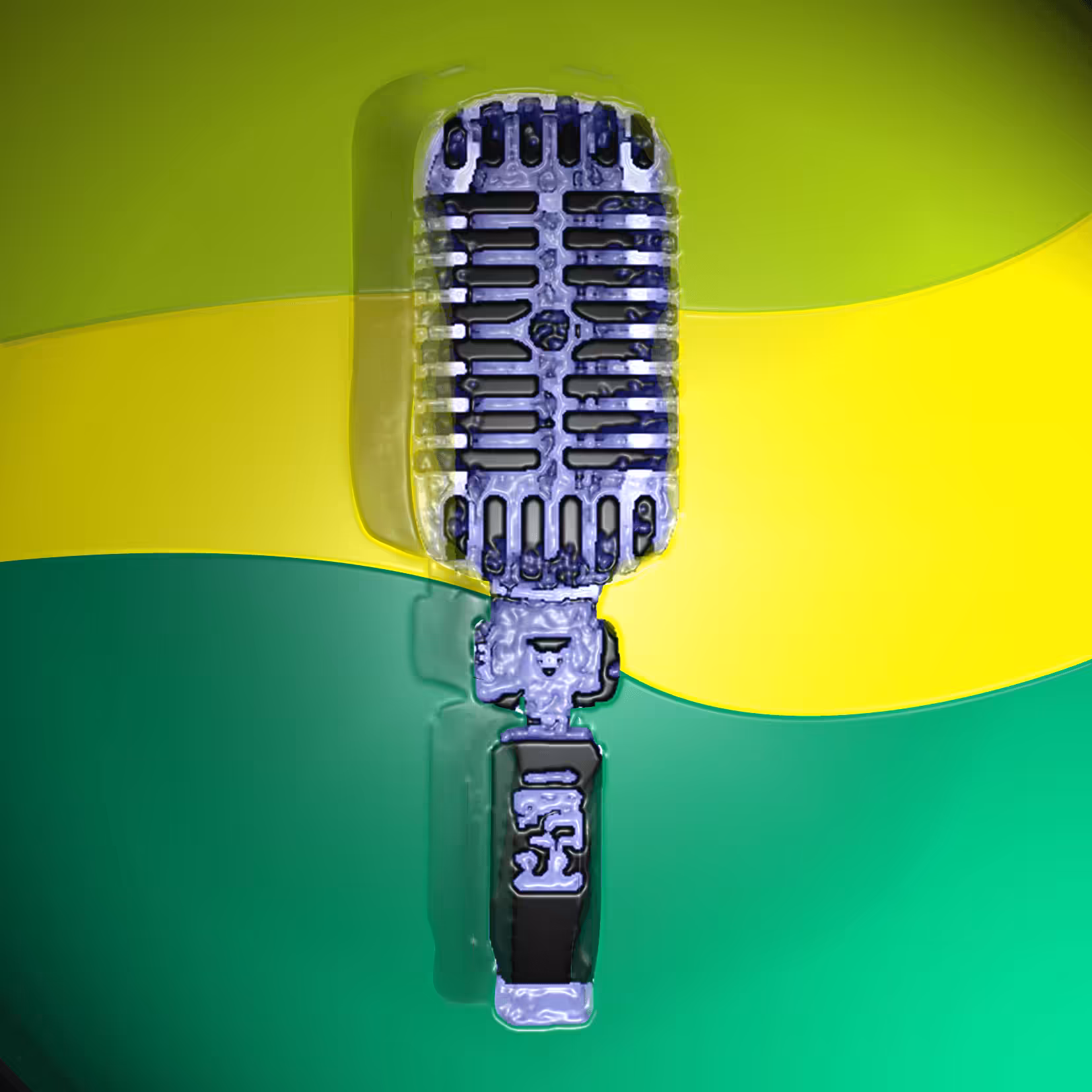retro microphone green apple