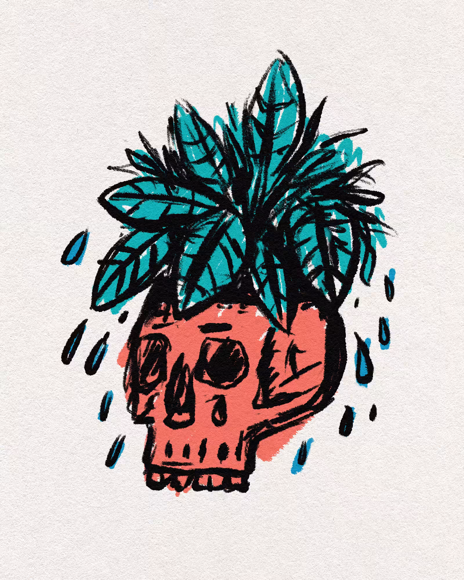 Skull and leaves