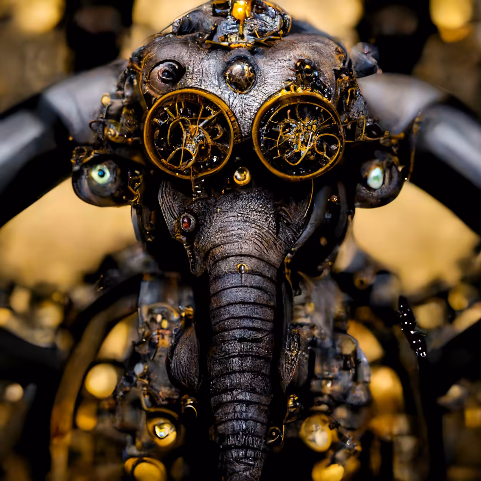 Steampunk Robot Wildllife Photography: Elephant 1