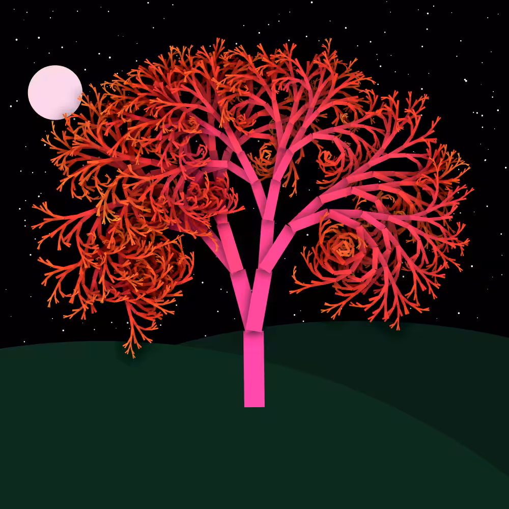 Moonlit Trees of Iterative Fractal Chaos #42