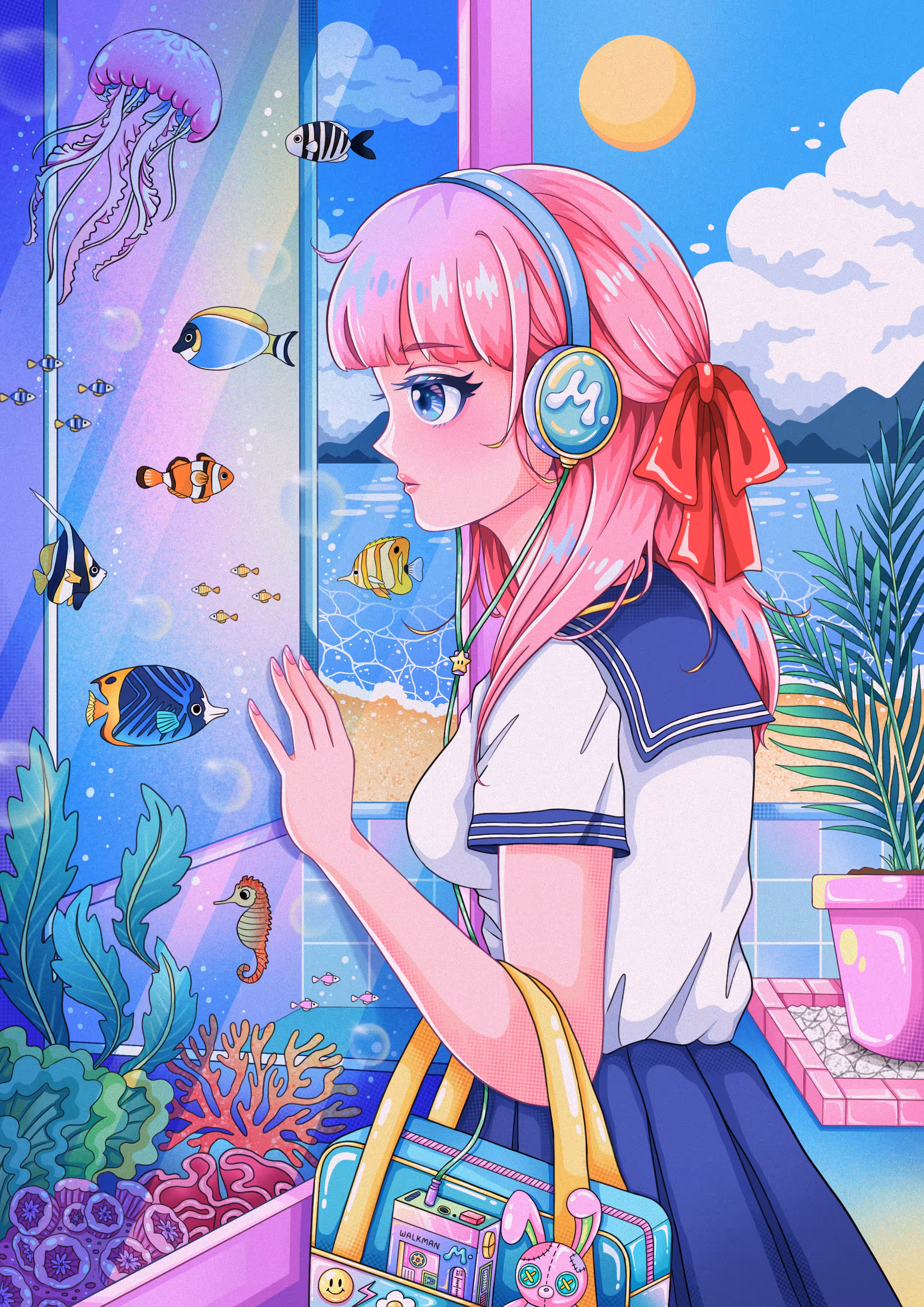 Sakura in aquarium