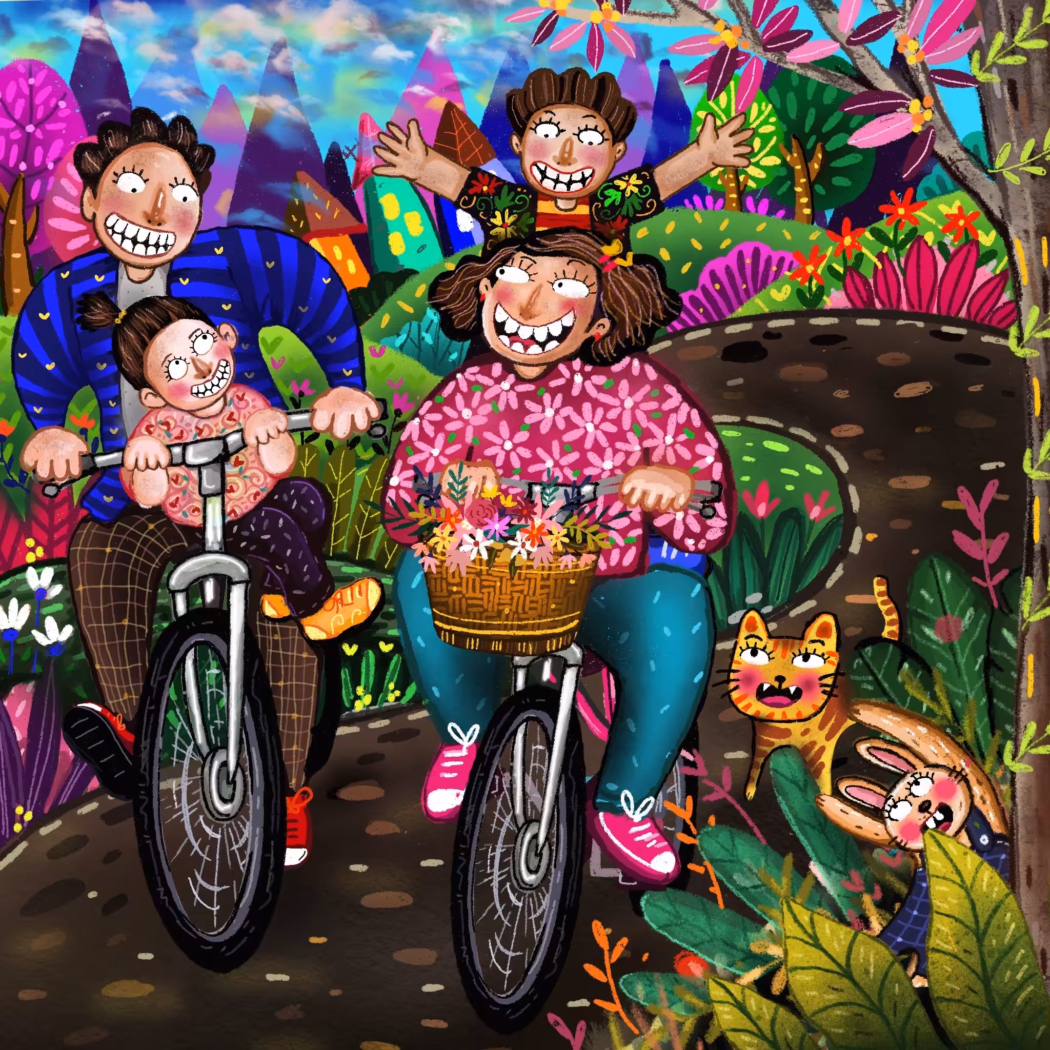 fun cycling with family