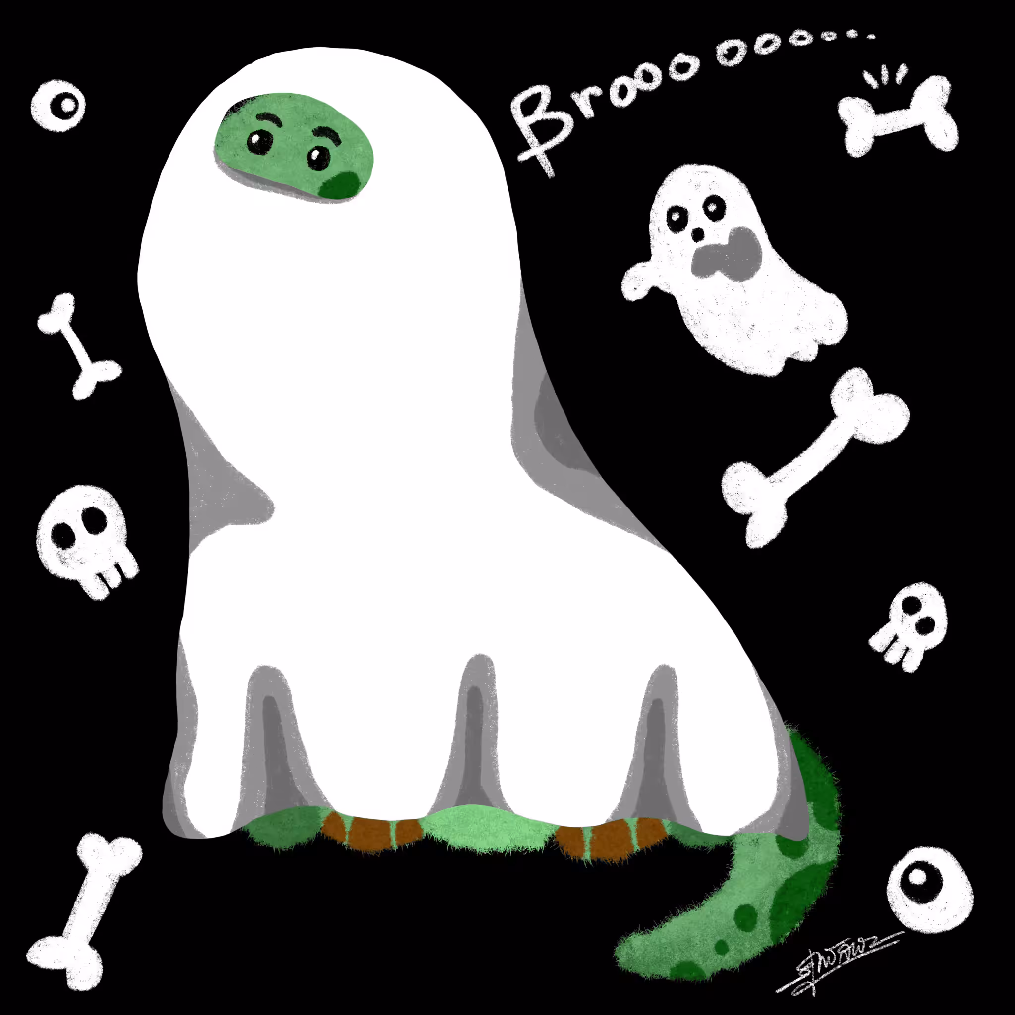 Ghost Dino Doll - No.003