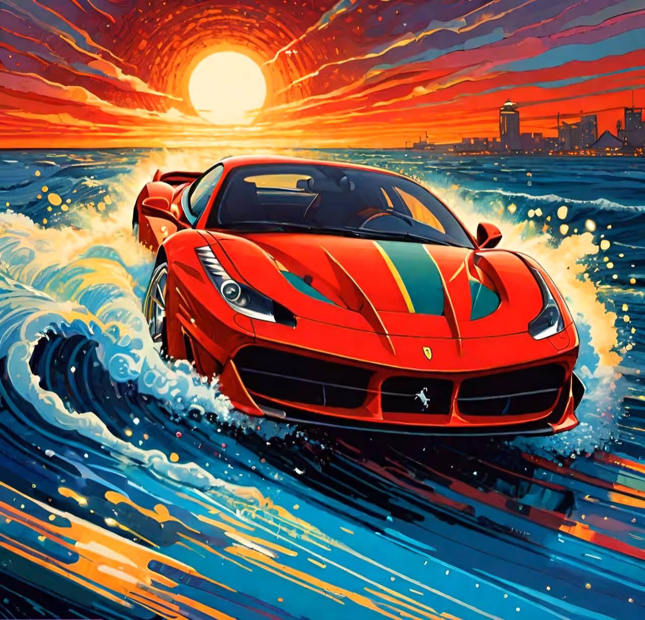 Red ferrarri/inke  painting