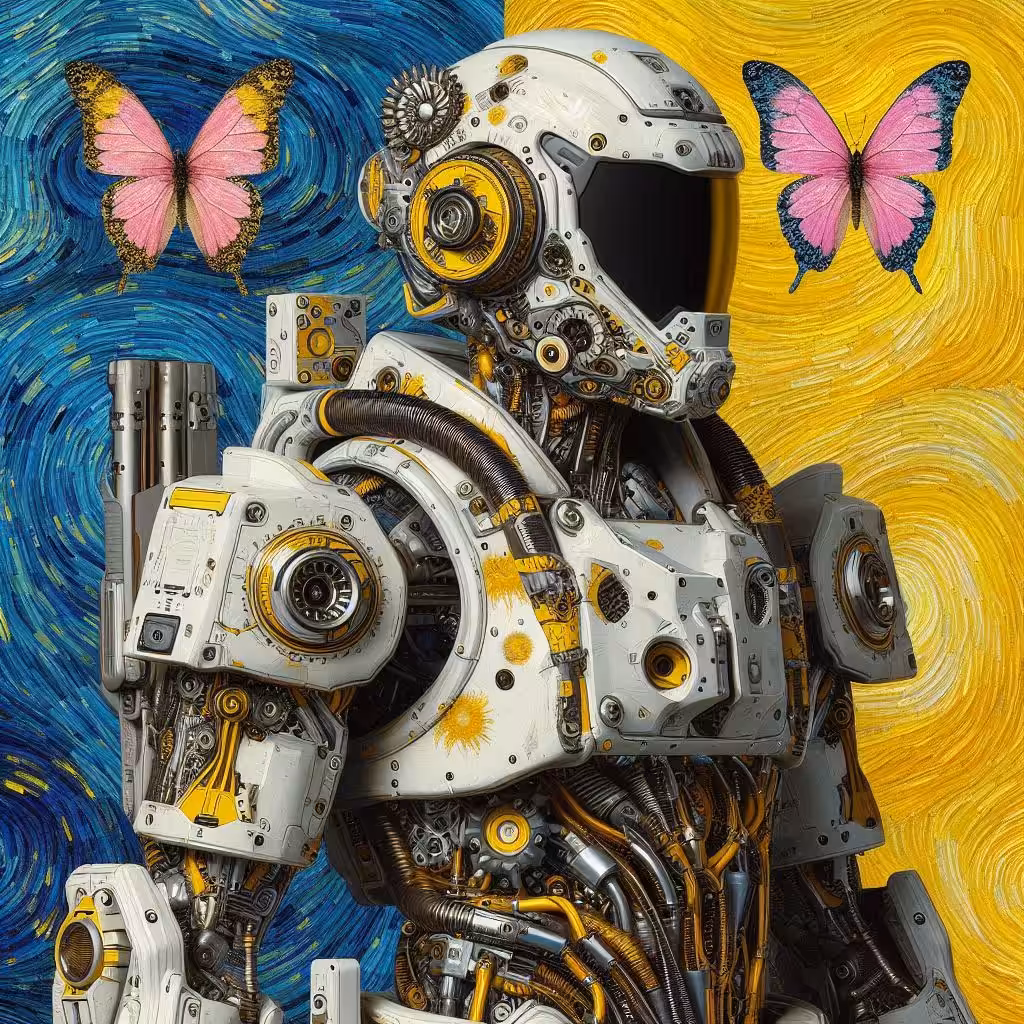 Warrior robot in the world of art