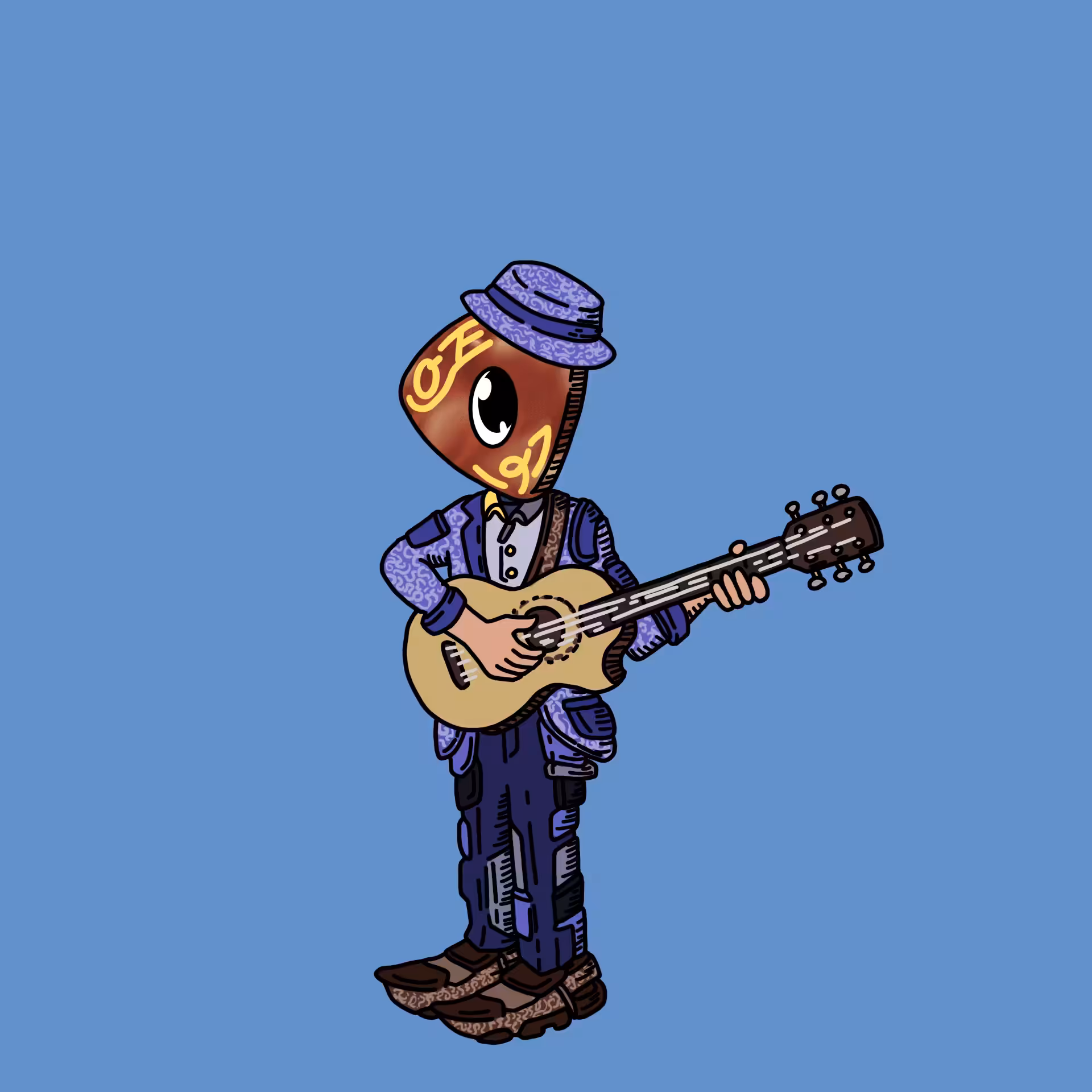 Guitarist one eyed guy #00197