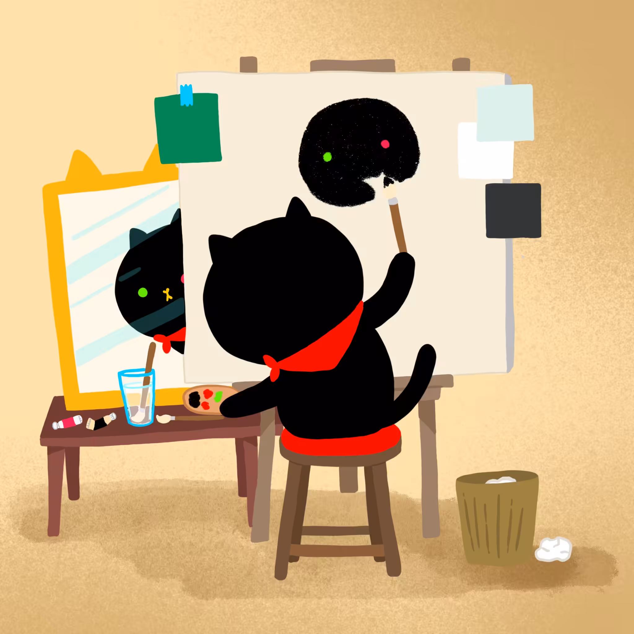 Triple self-portrait