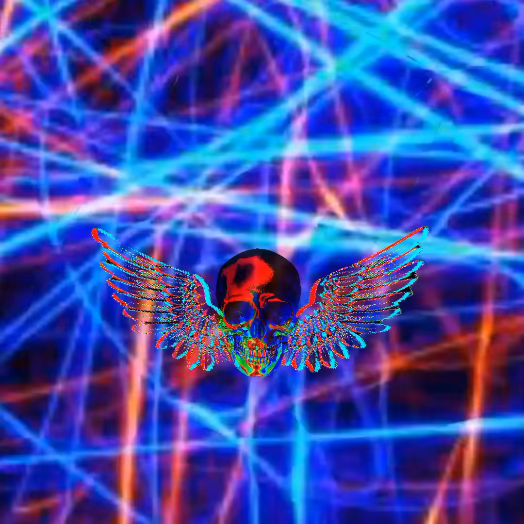SKULL - NEONLIGHTING - BLUERED 