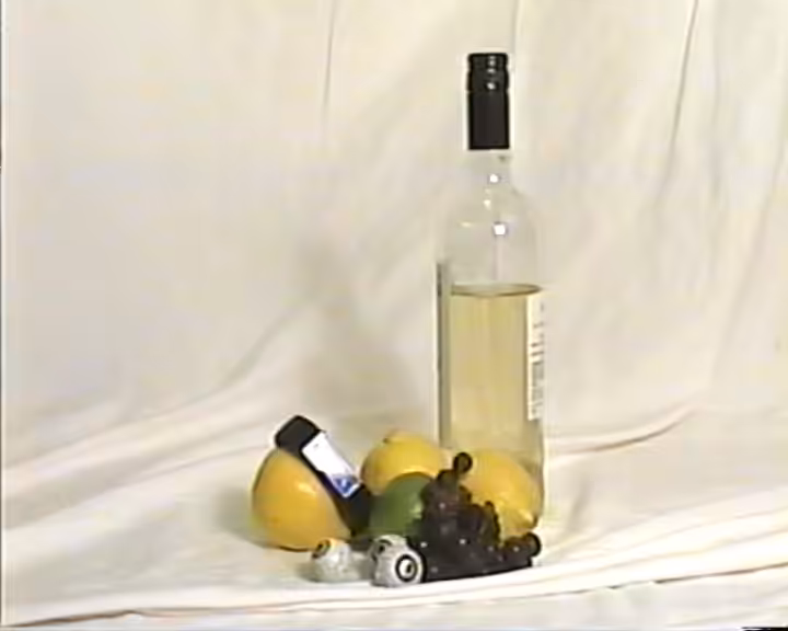 Still Life (Microsoft Band with Fruit and Bottle of Wine), 2015