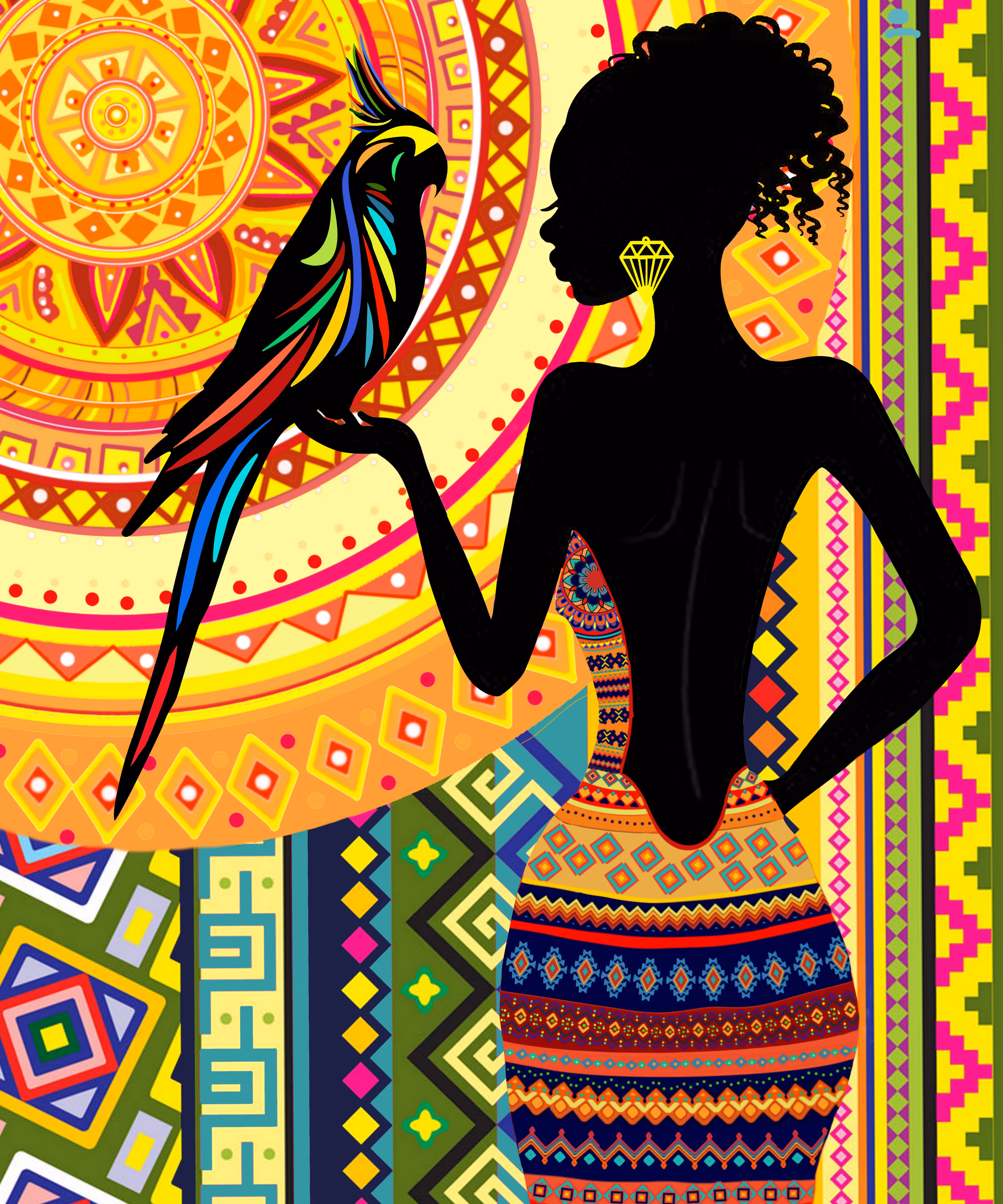 Black Woman & Parrot