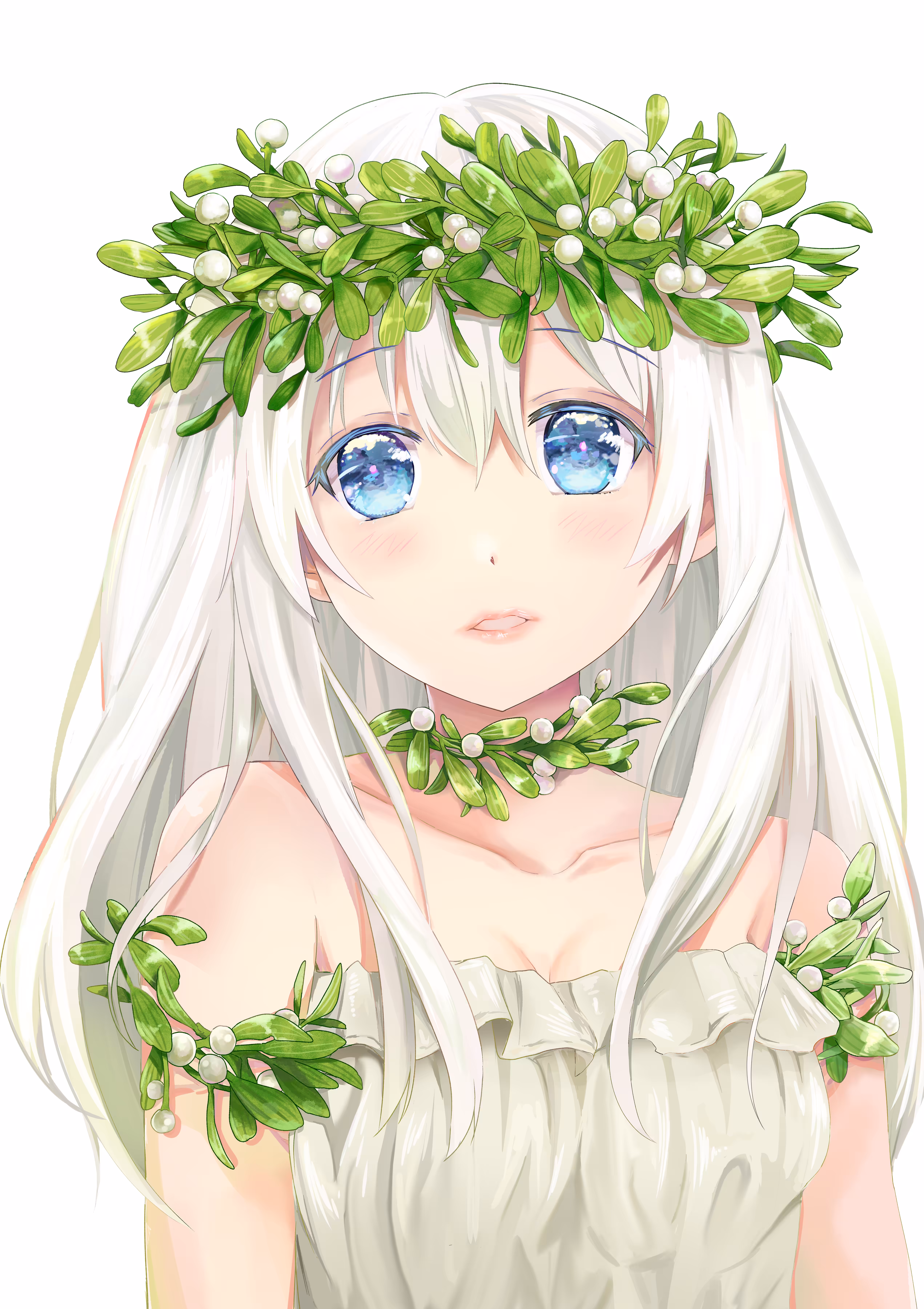 Girl with Mistletoe Wreath