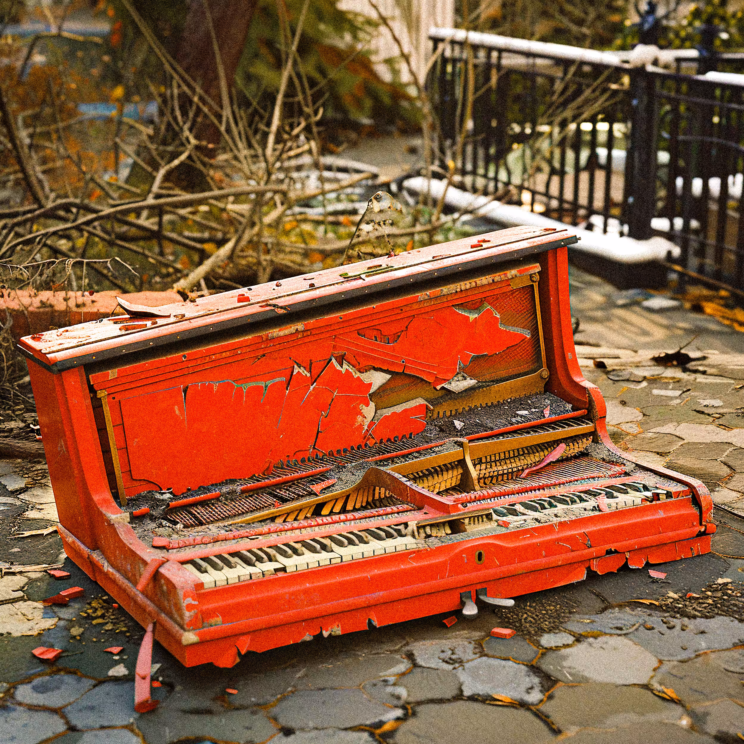 Fallen Red Piano