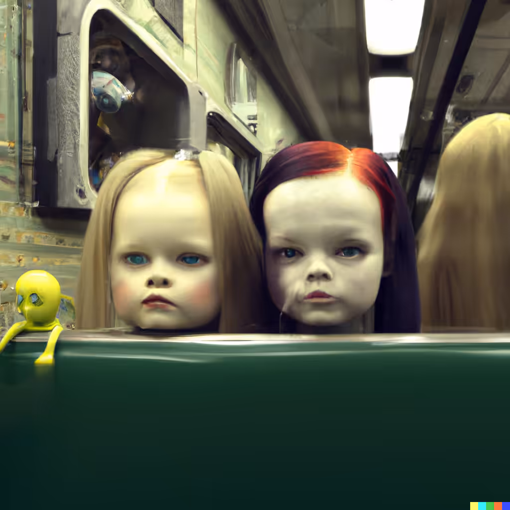 porcelain animatronic dolls on the subway