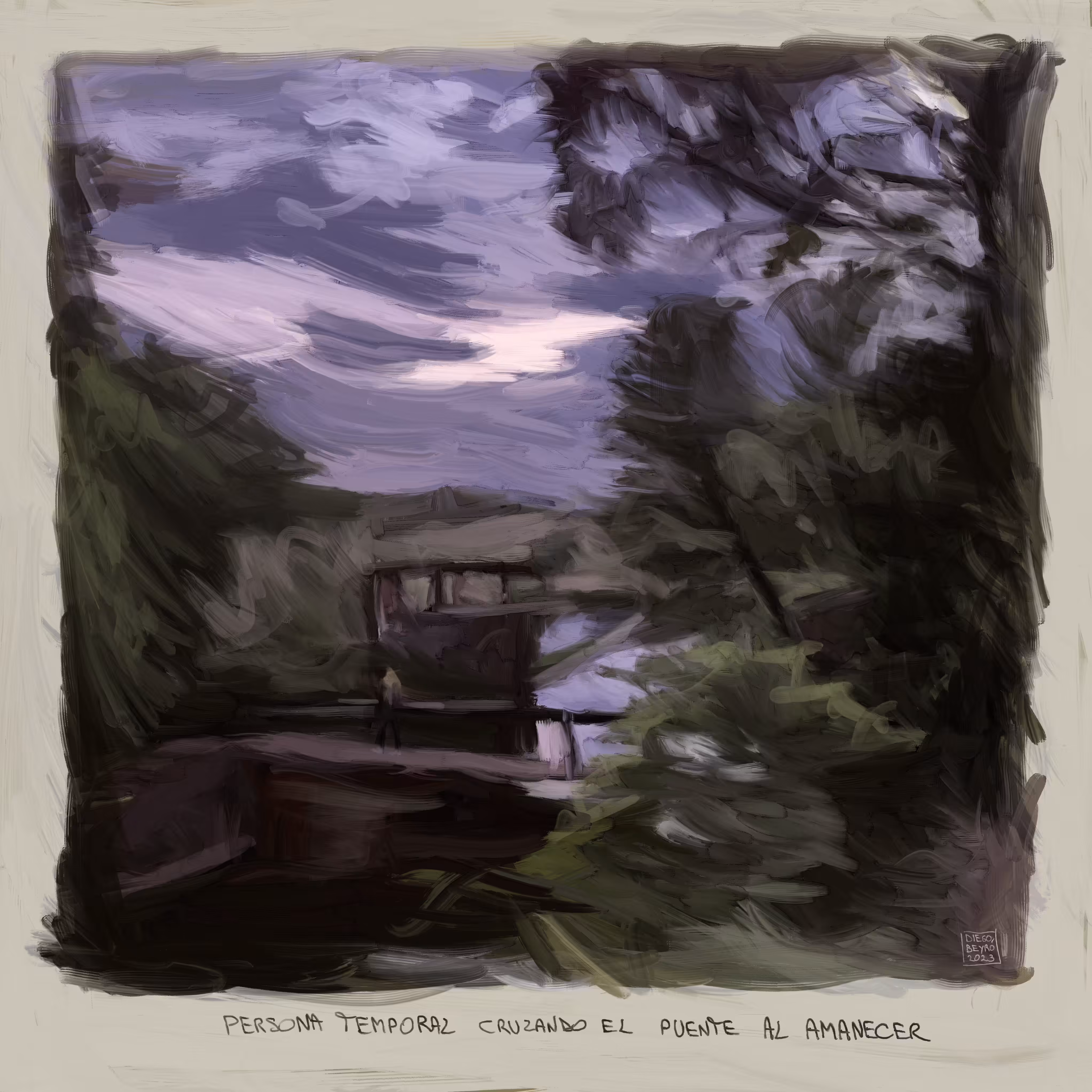 Digital artworks: Persona temporal cruzando el puente
