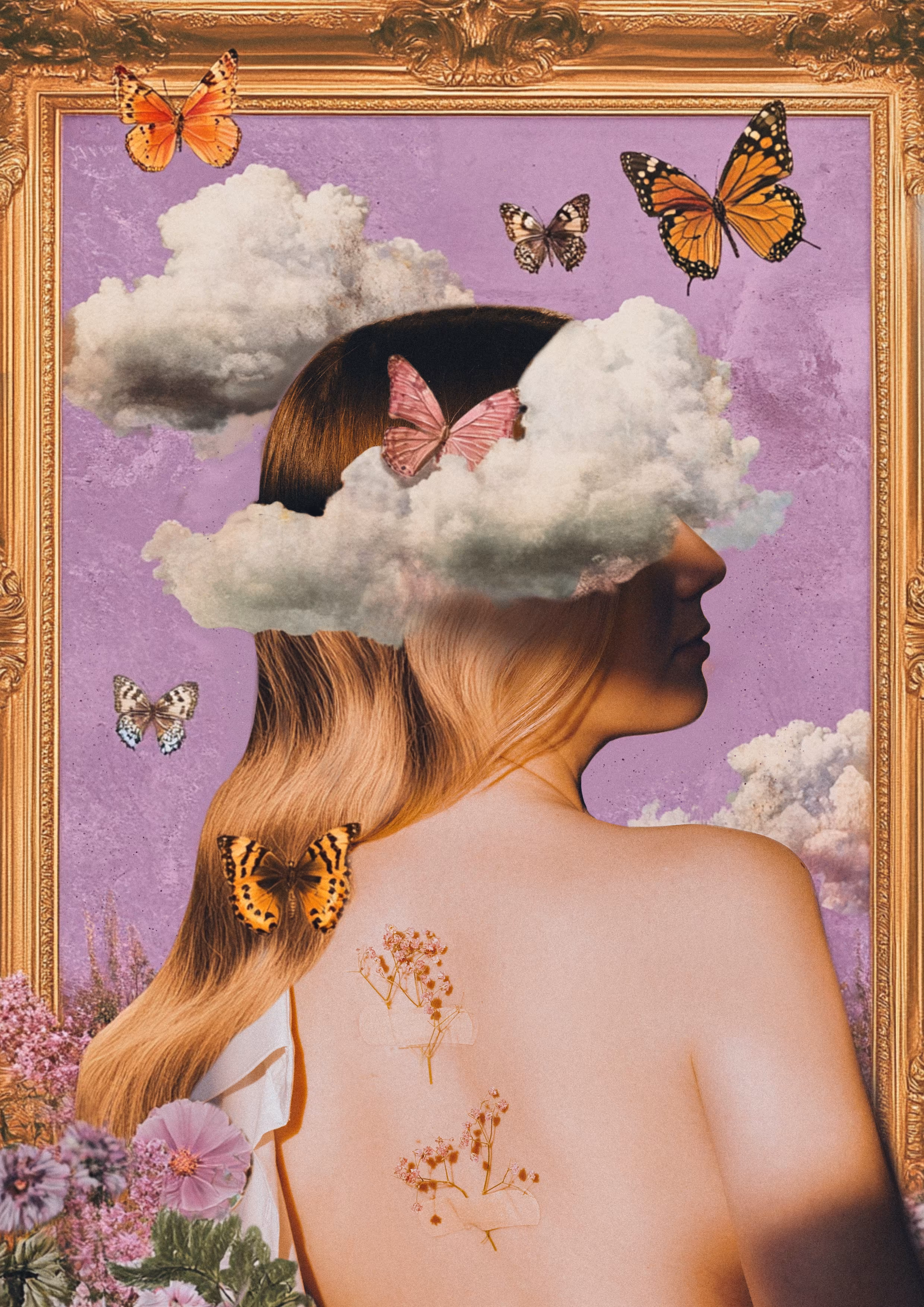 Vintage collages: Cloud butterflies