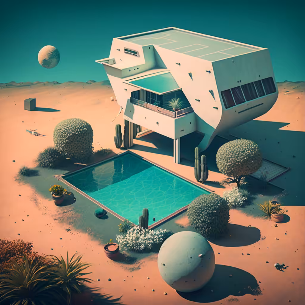 Luxury house on planet mars