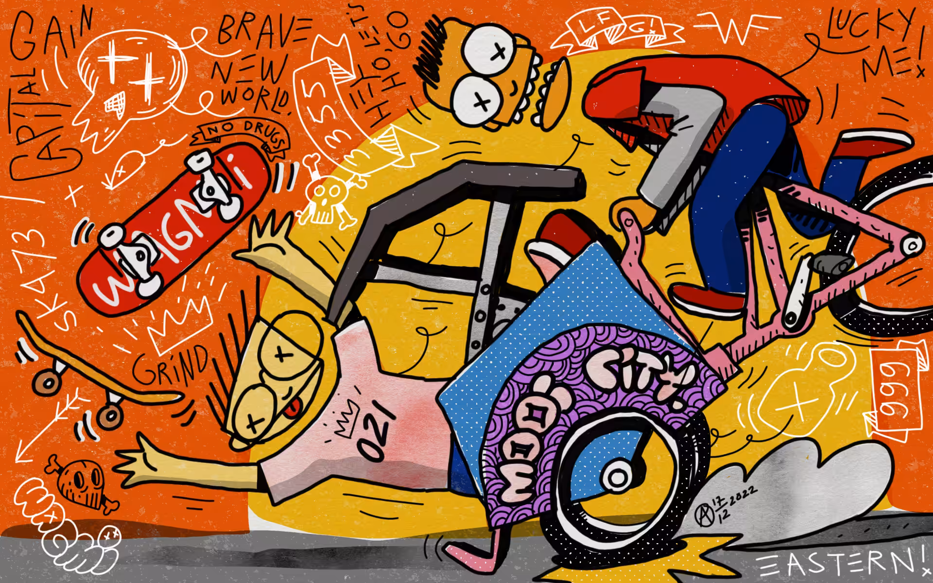 awkwardly happy rickshaw accident.