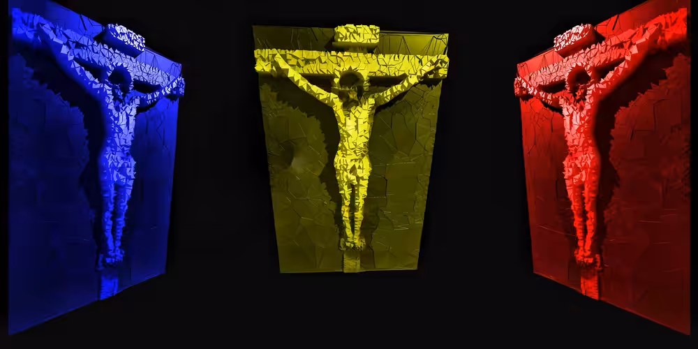 Triptych | Crucifixion in primary colors