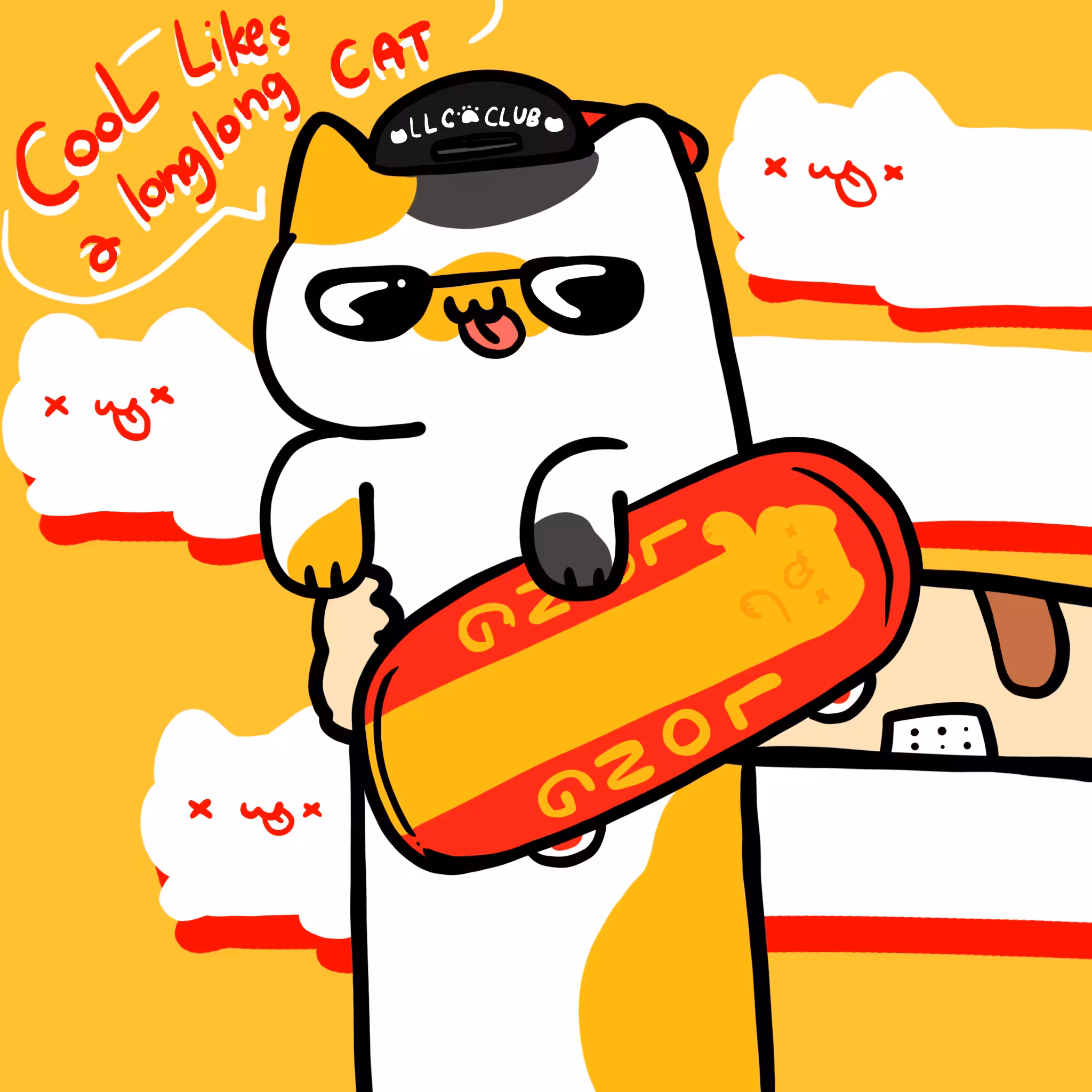 Long long COOL sketch board Cat